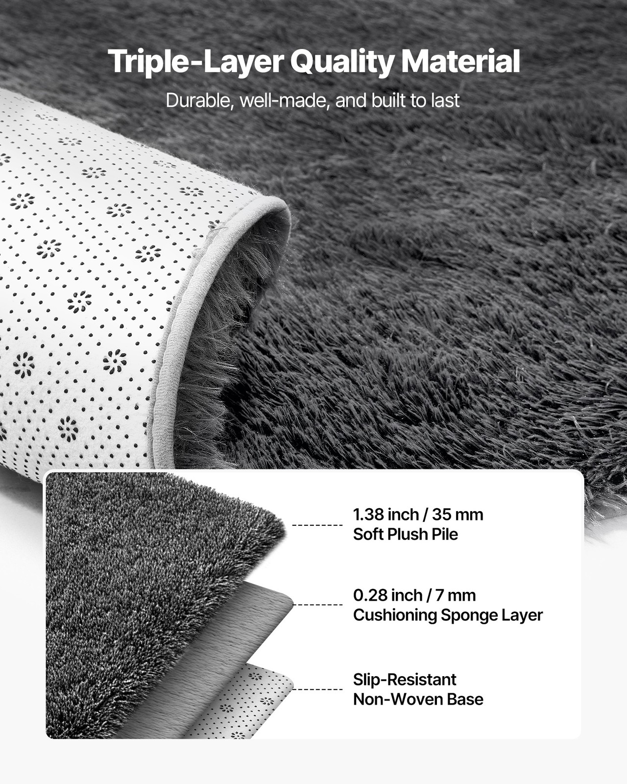 VEVOR Indoor Plush Area Rug 5 x 8 ft Modern Plush Carpet for Living Room Bedroom