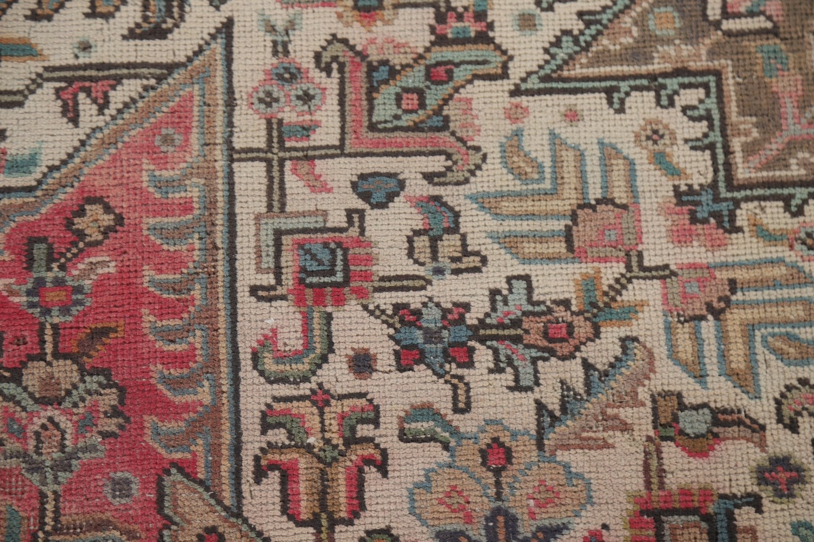 Geometric Wool Pink Area Rug 10×12 Medallion Hand-knotted Living Room Carpet