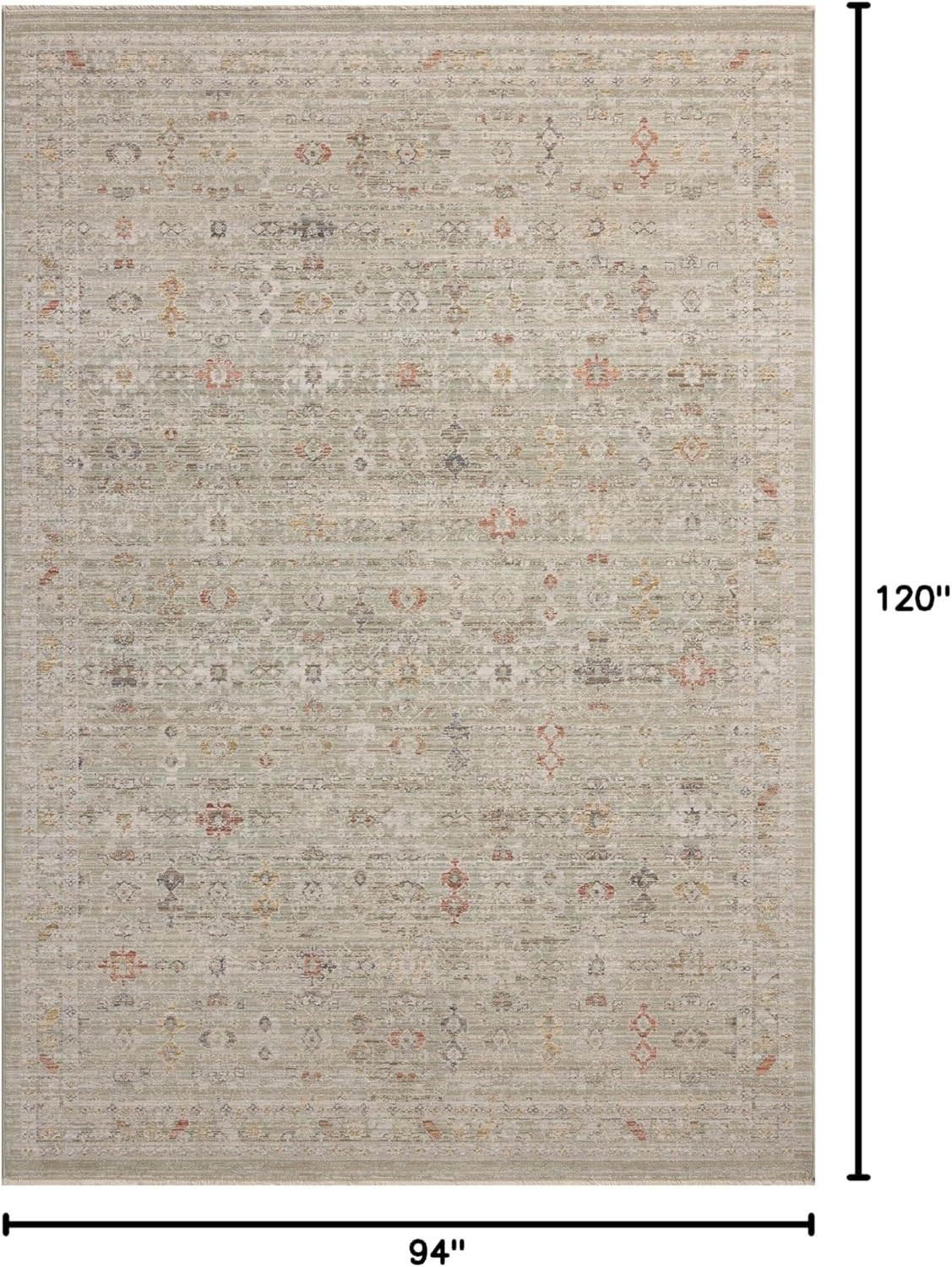 Loloi Chris Loves Julia Ida Area Rug 7’10” x 10′ Spa/Multi, .19″ Pile Height