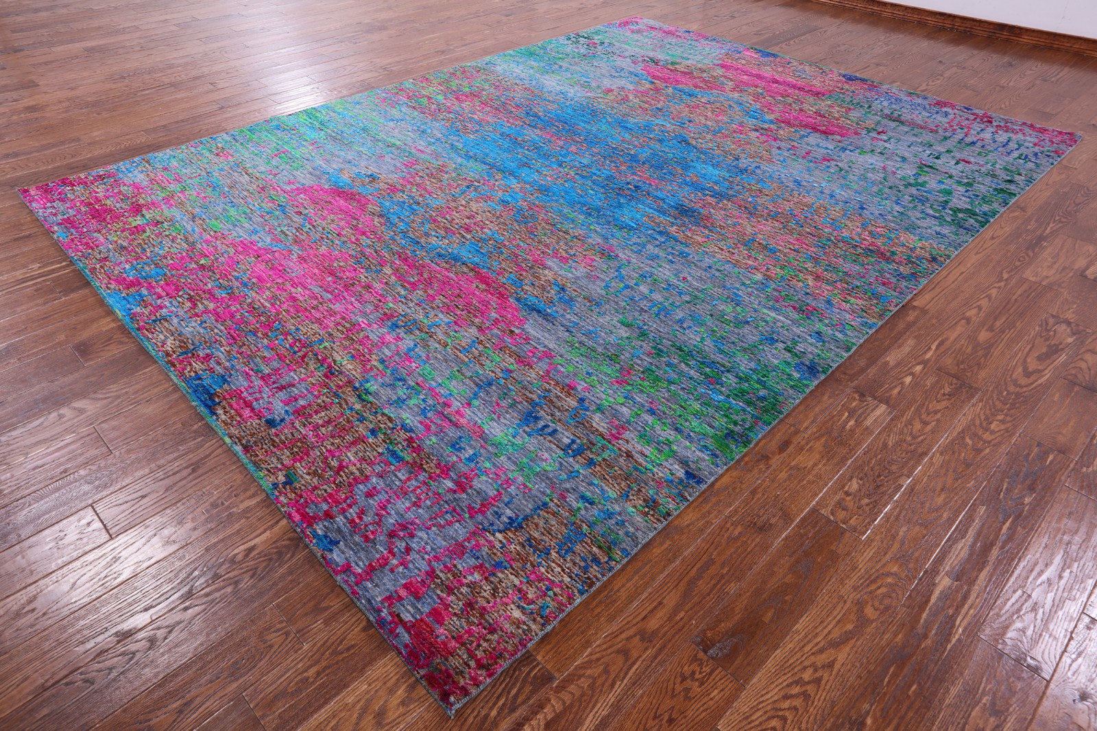 8′ 10″ X 11′ 11″ Hand Knotted Abstract Wool & Silk Rug – Q13485