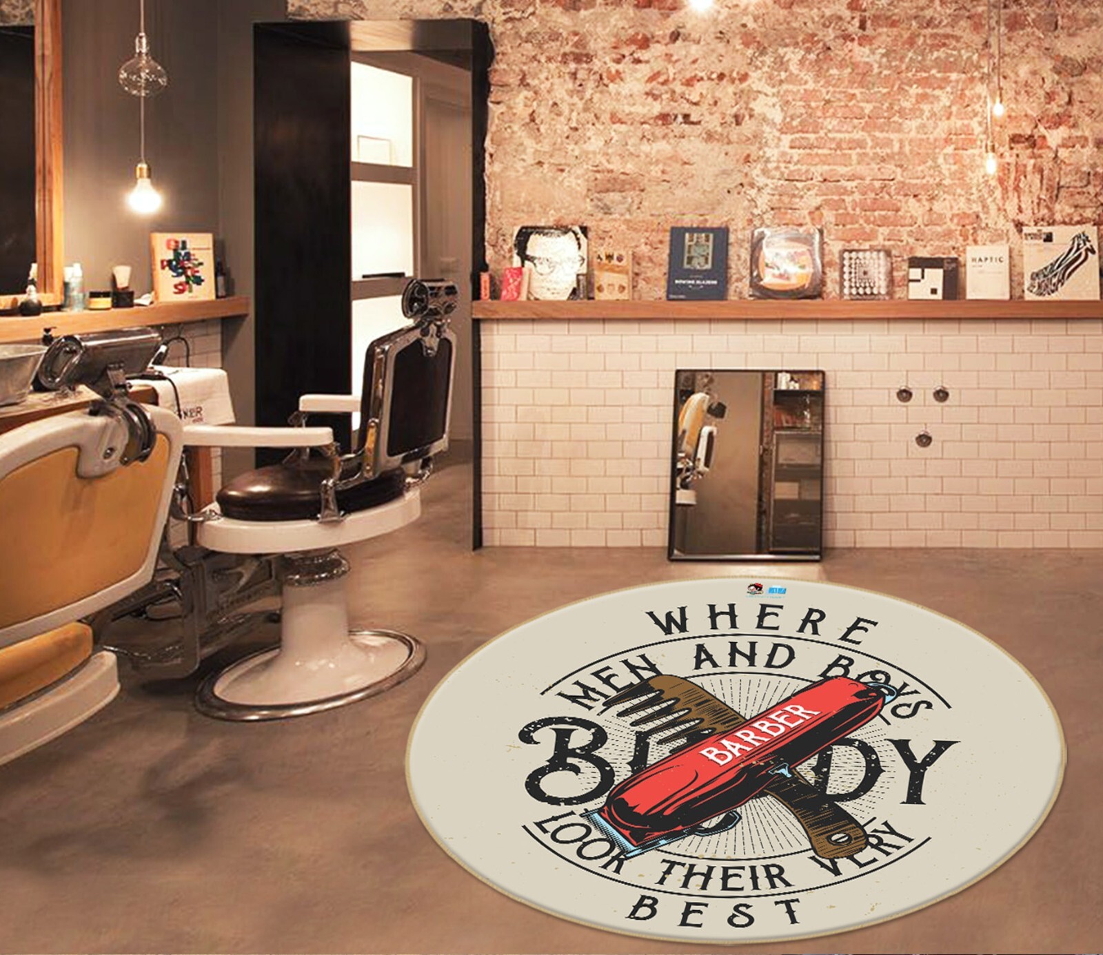 3D Red Razor P205 Barber Shop Non Slip Rug Mat Elegant Photo Carpet Panda