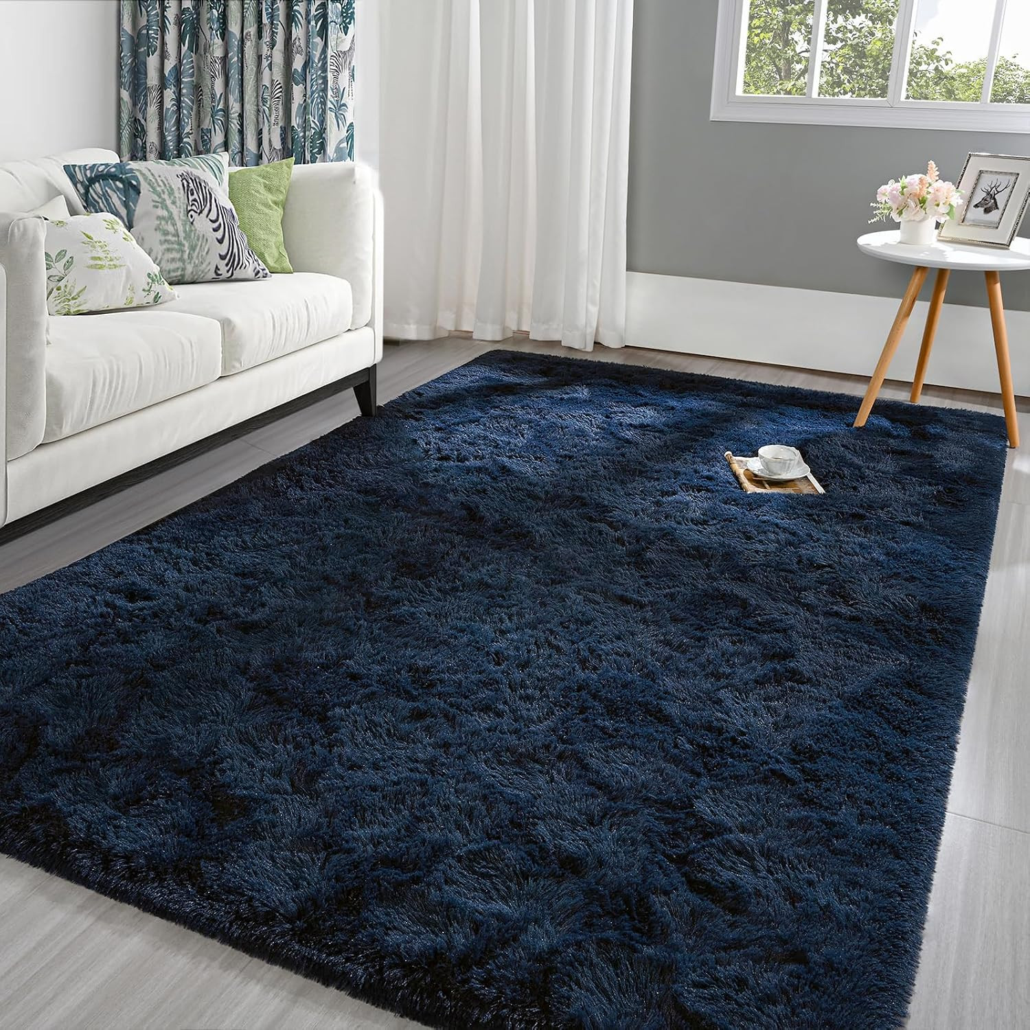 Fluffy Sage Green Area Rug for Bedroom Living Room, 4X6 Feet Soft Plush Fuzzy Ru