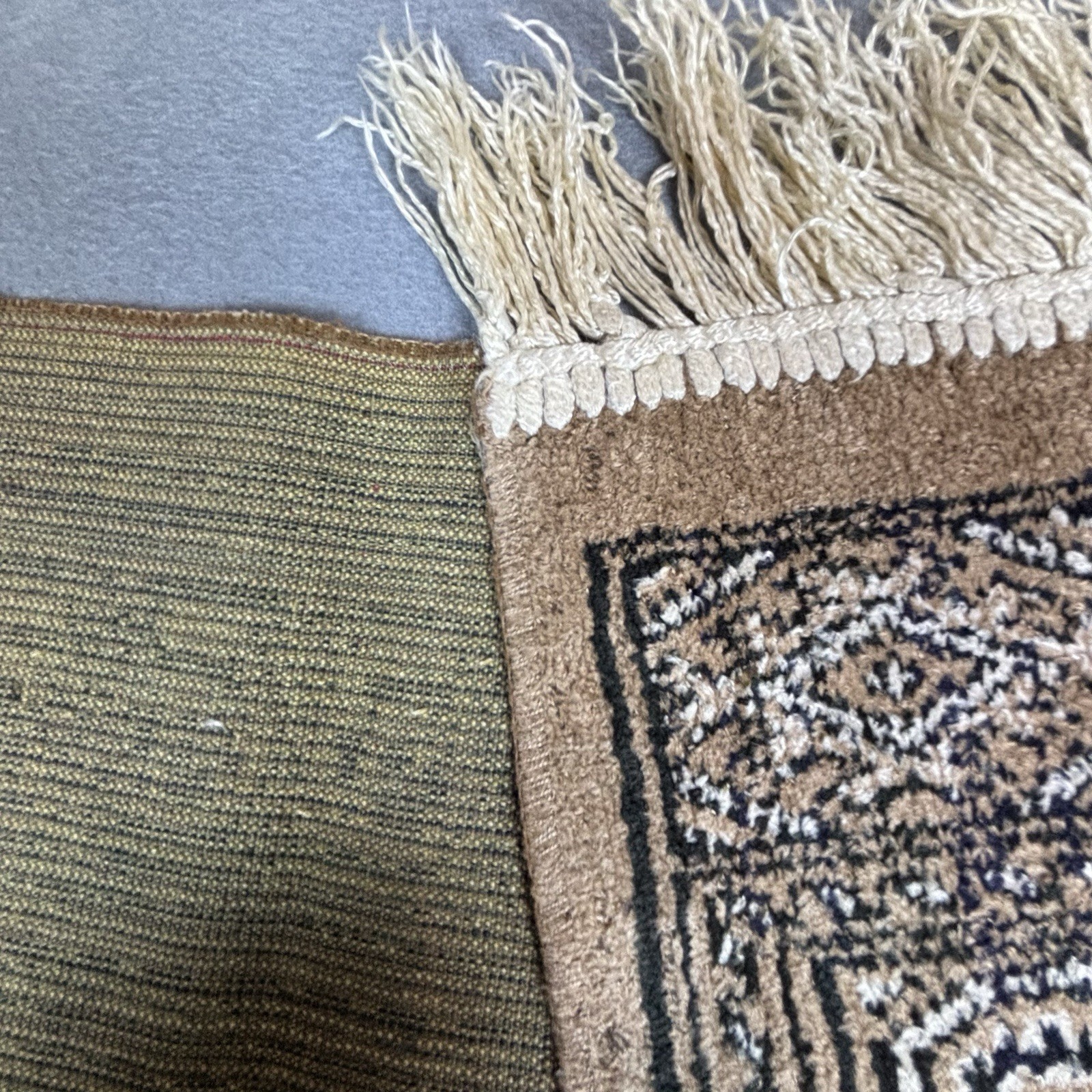 Traditional Geometric Pattern Area Rug Brown Beige Cream Rectangle with Fringe