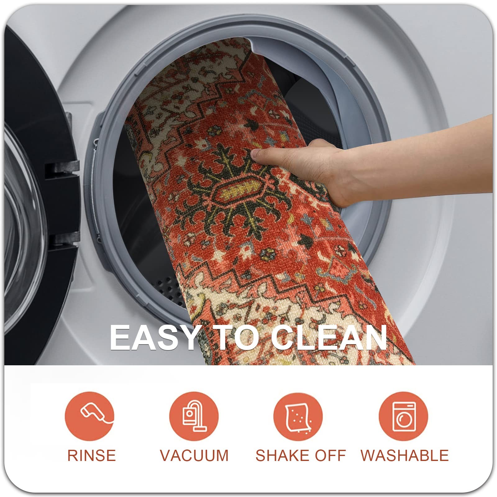 Washable Indoor Door Mat, Non Slip Retro Entryway Rug 20″ x 32″ Doormat Quick…