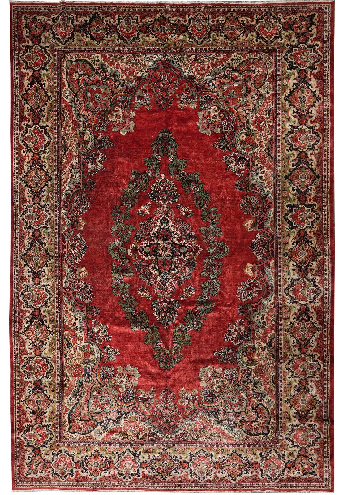 13 x 19 Perrsian Sarouuk Kermaan Rug Open Field 1960’s Irran #F-4506