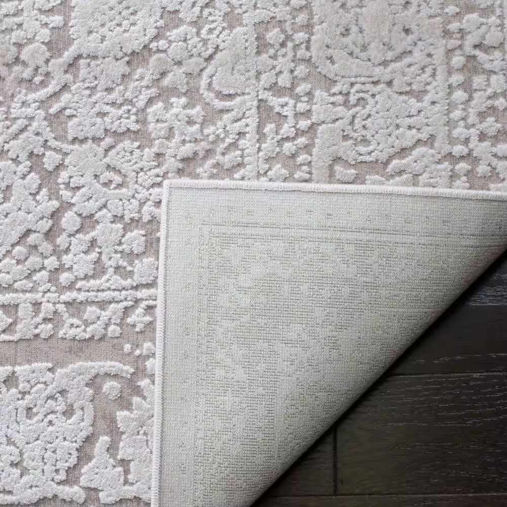 Reflection Beige/Cream 9 Ft. X 12 Ft. Border Distressed Area Rug