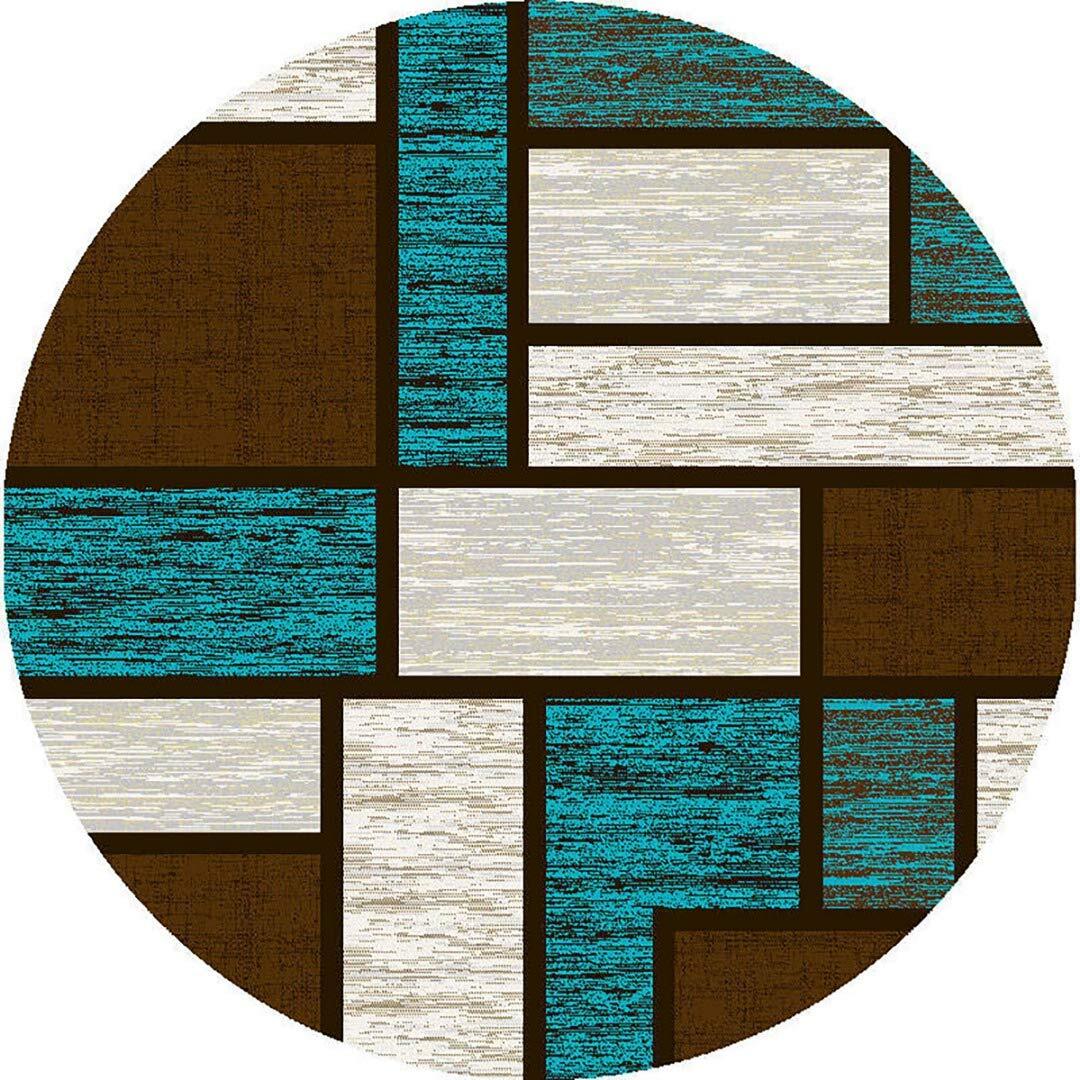 Premium Carved Modern Contemporary Abstract Rug 3995 Turquoise Brown 5’3”x7’6