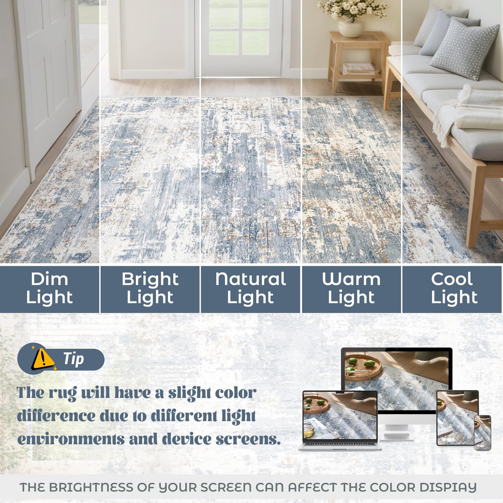 8×10 Area Rugs for Living Room, Washable Modern Abstract Large Area Rug Neutr…