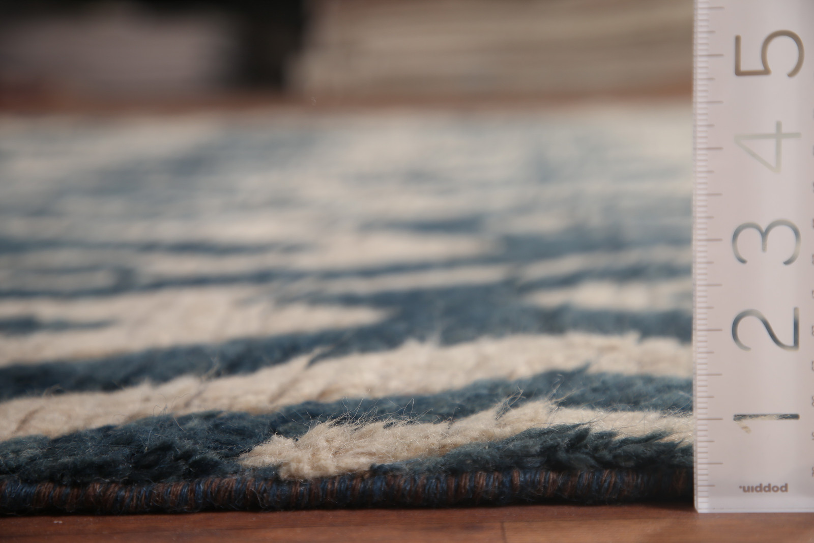 Ivory/ Blue Moroccan Shaggy Oriental Rug Wool Handmade Room Size Carpet 8×10