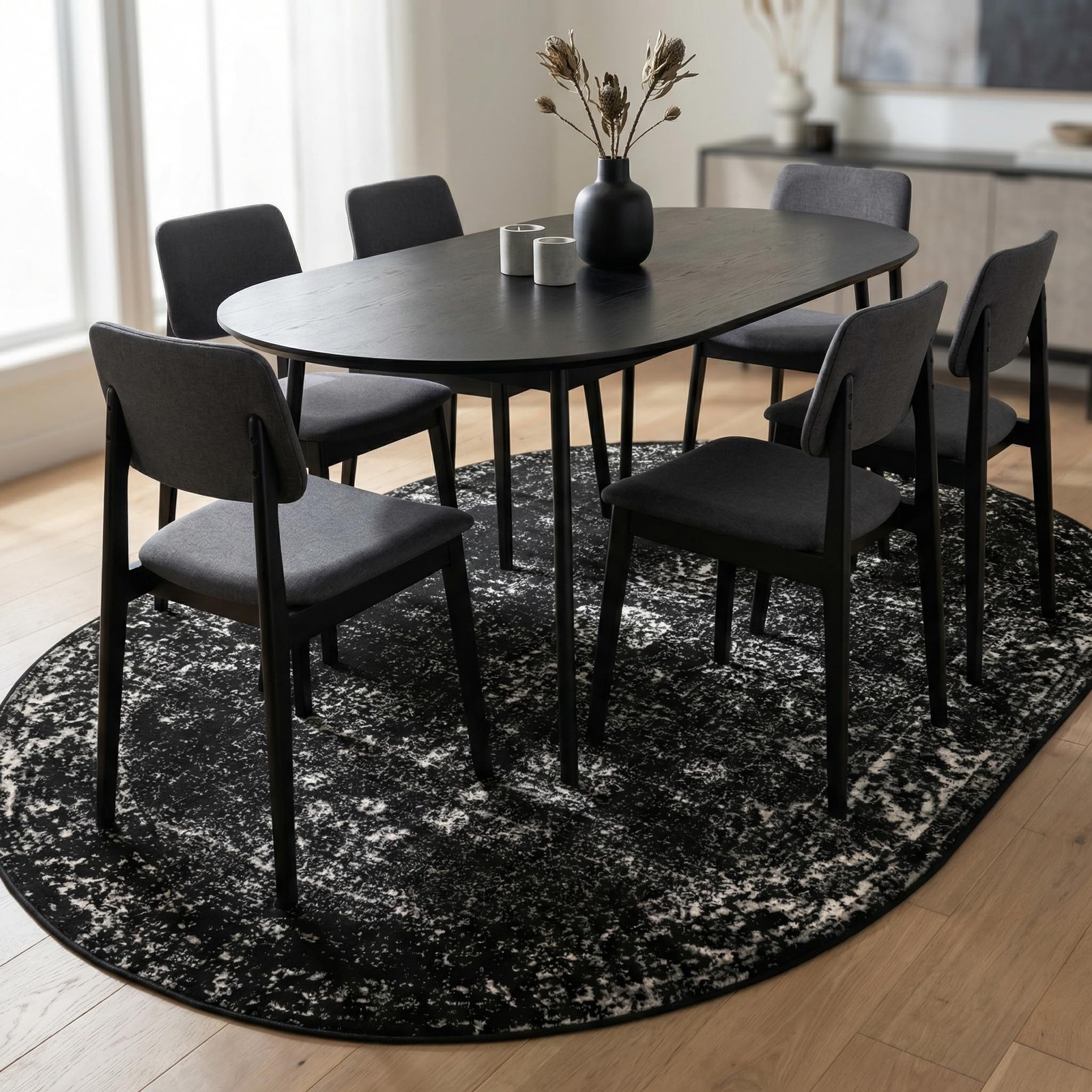 Unique Loom Sofia Collection Area Rug – Casino 5 3 X 8 Oval Black/ Ivory 3193471