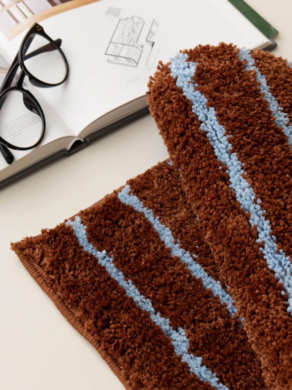 2.5 Ft Caramel Stripe Small Bath Mat Washable NonSlip 18×30 Inch Area Rug
