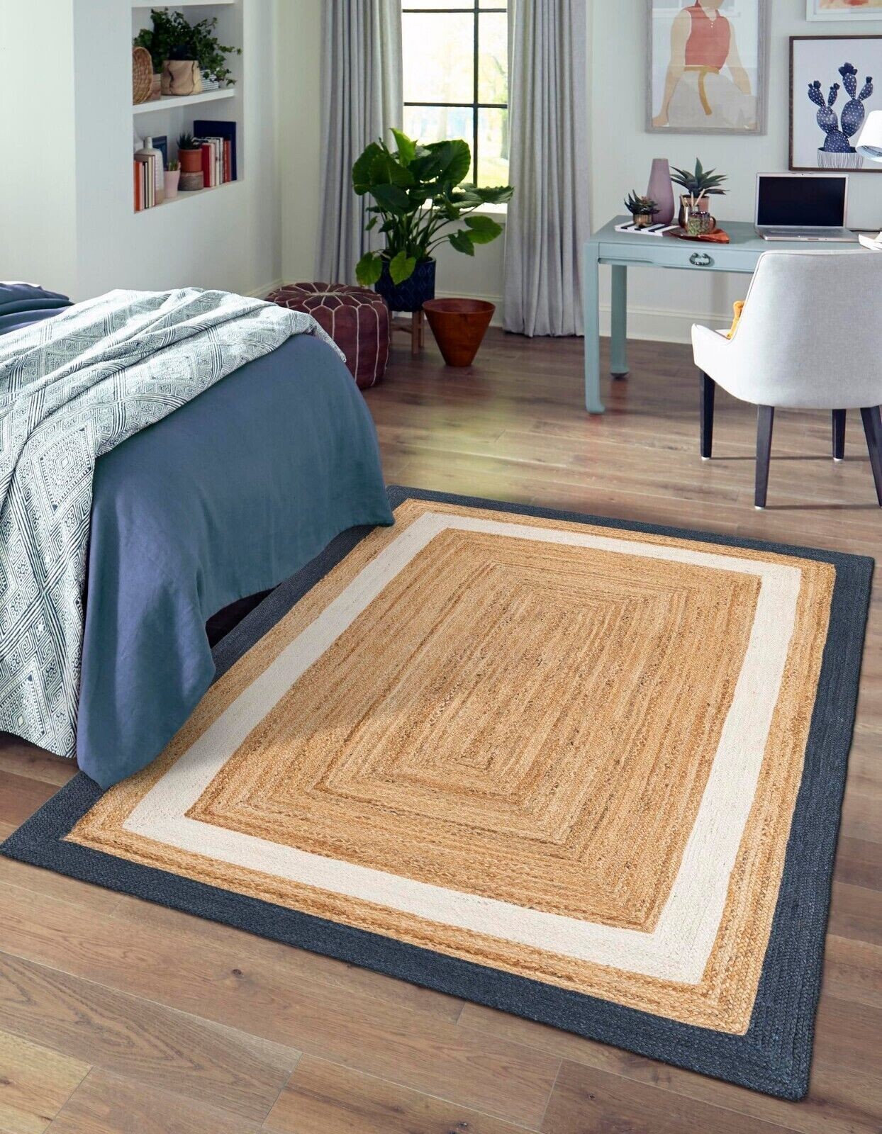 Rugs carpet 100% jute braided handmade area rug non slip Modern Floor carpet mat