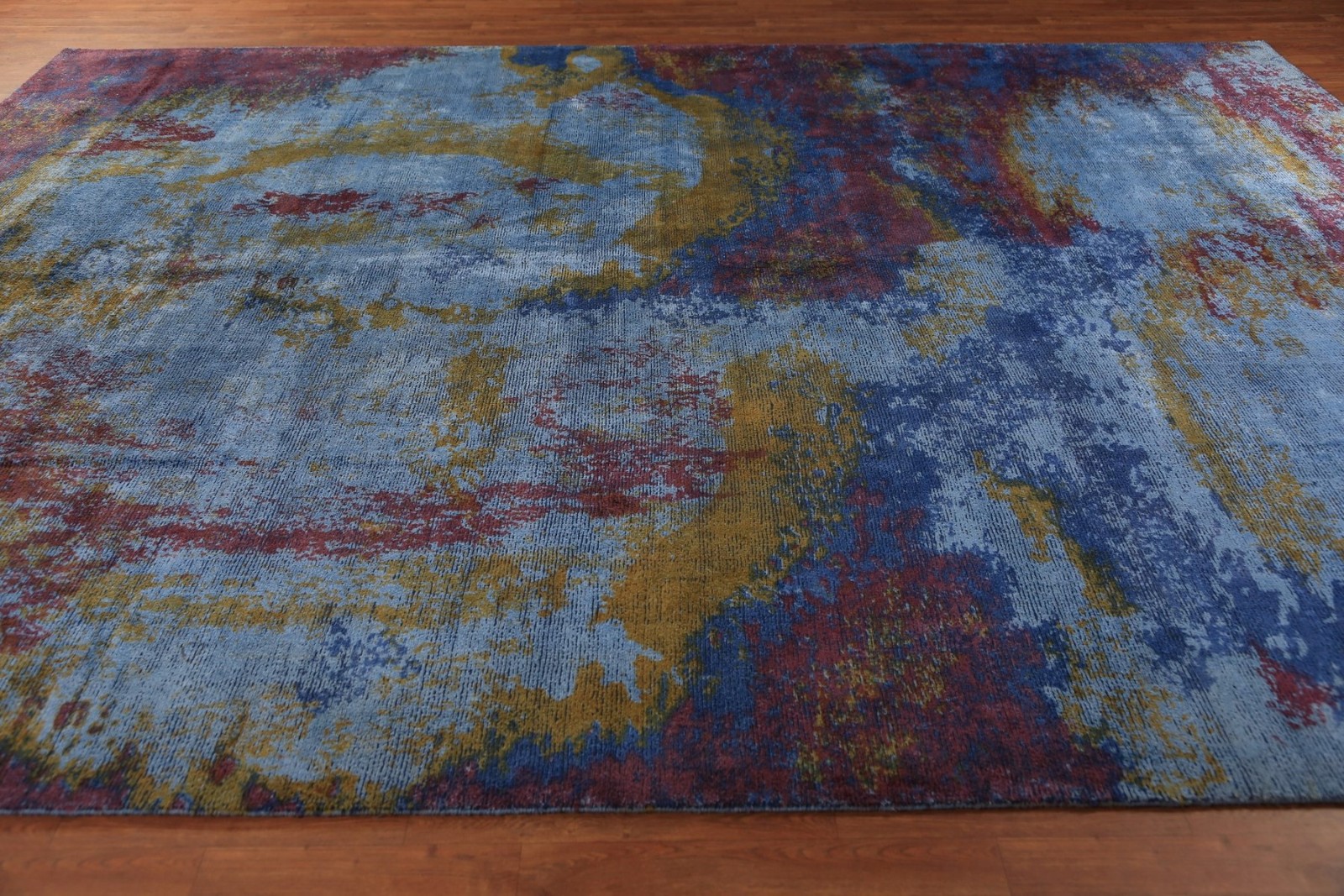 Artistic Abstract Indian Area Rug 10×13 Wool Hand-knotted Contemporary Carpet