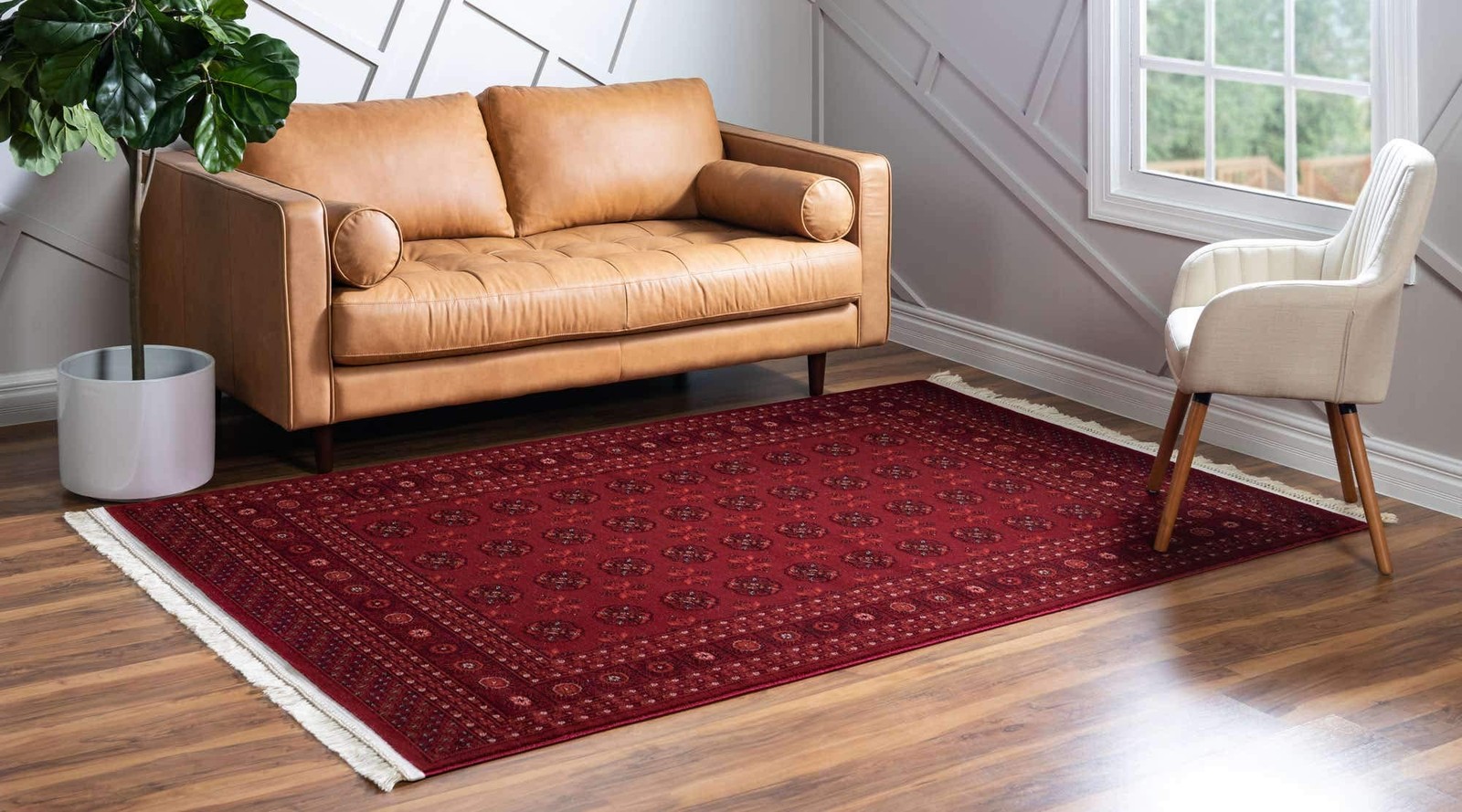 Tekke Collection Over-Dyed Saturated Traditional Torkaman Area Rug (6′ 0 x 9’…
