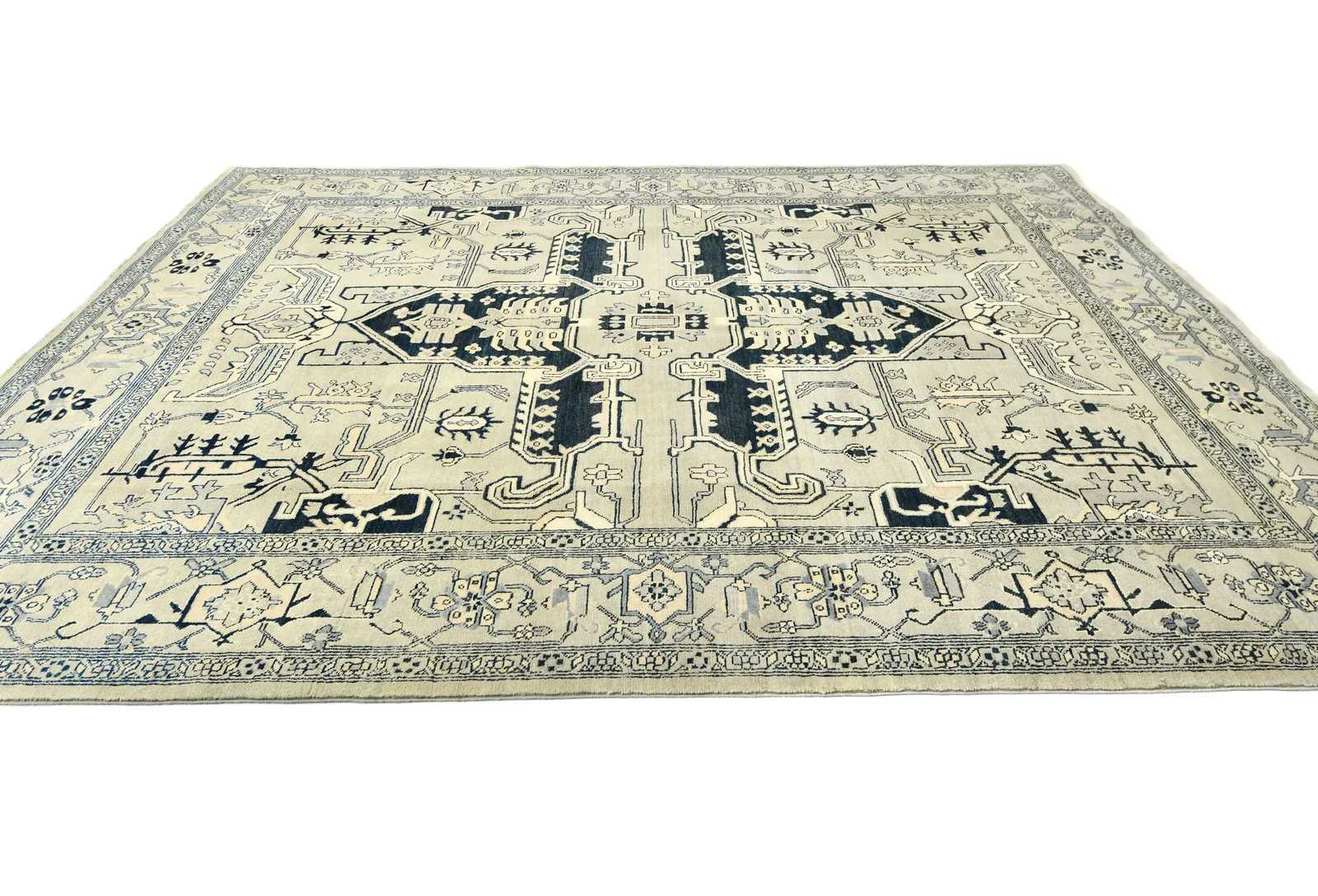Vintage Style Greige Tribal 8X10 Serapi Oriental Rug Farmhouse Wool Carpet