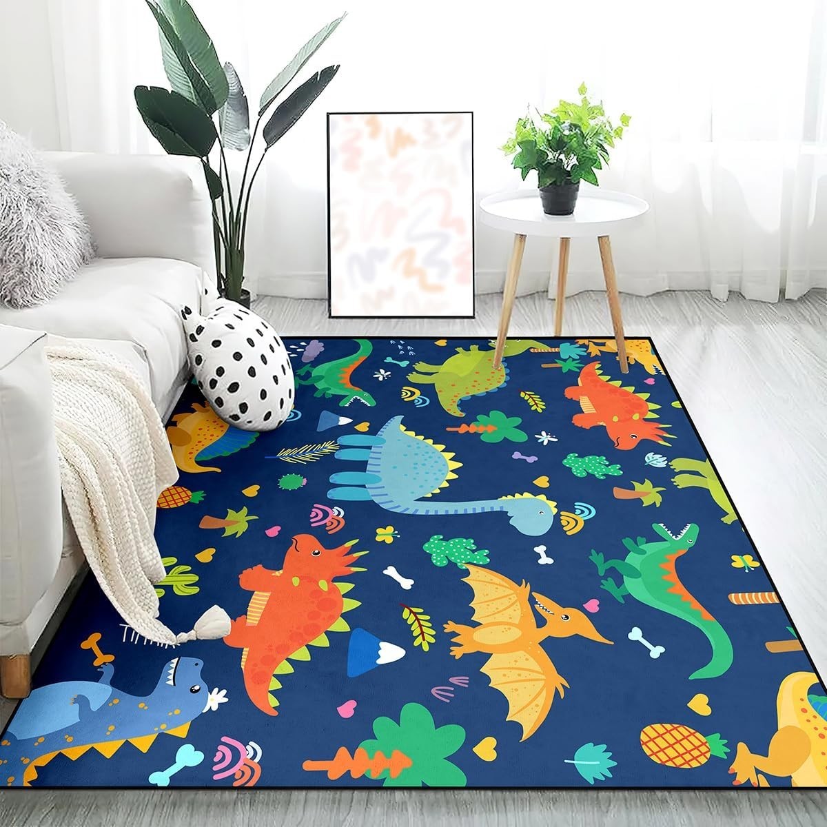 Cartoon Dinosaur Area Rugs Lovely Dinosaur Carpet Rugs for Boys Kids Blue Cut…