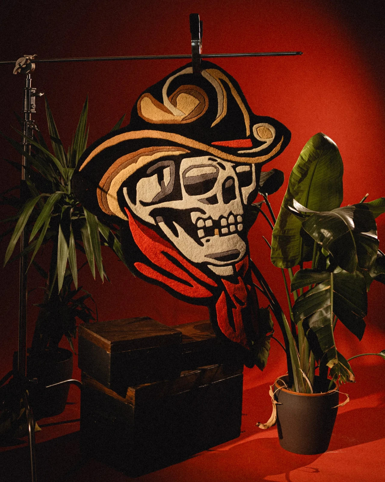 Skull Cowboy Rug Wool Tufted Tattoo Inspired Inked Rugs