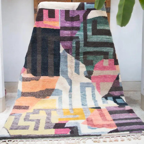 Custom Hand-Knotted Moroccan Rug, Moroccan Wool Rug, Beber Beni Ourain Wool Rug