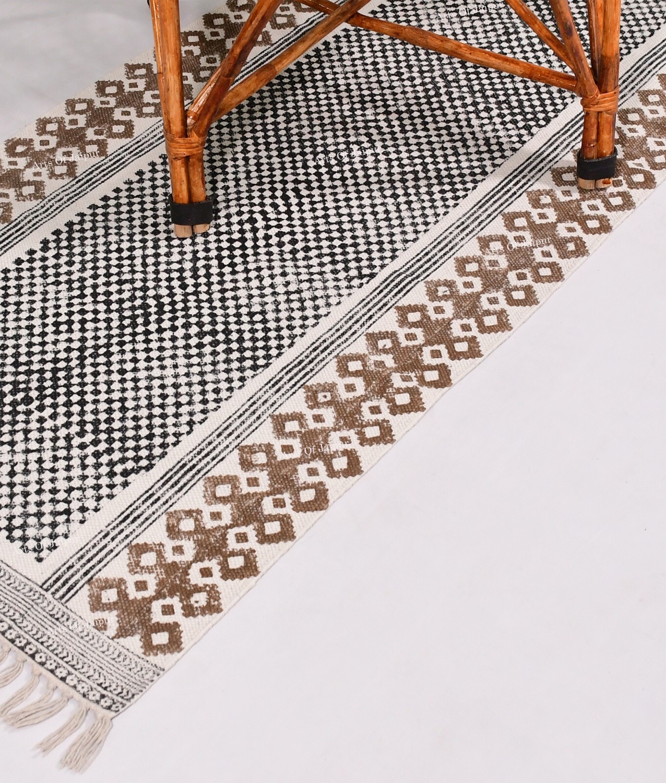 Hand Block Printed Cotton Rug, Runner Rug for hallway, kitchen, bathroom area