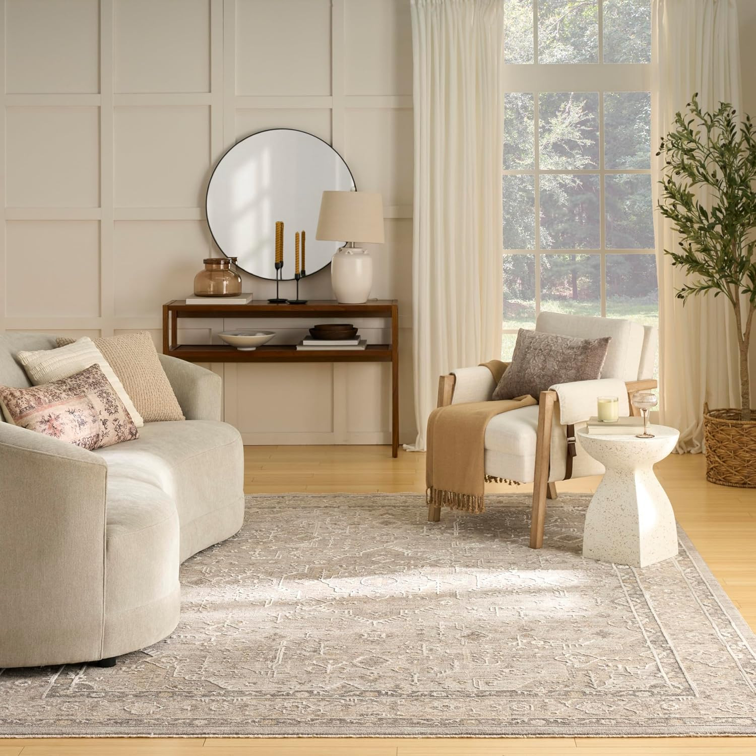 Home Harbor Grey 9’6″ X 13’2″ Area Rug – Easy Clean, Non Shedding, Bed Room, Liv