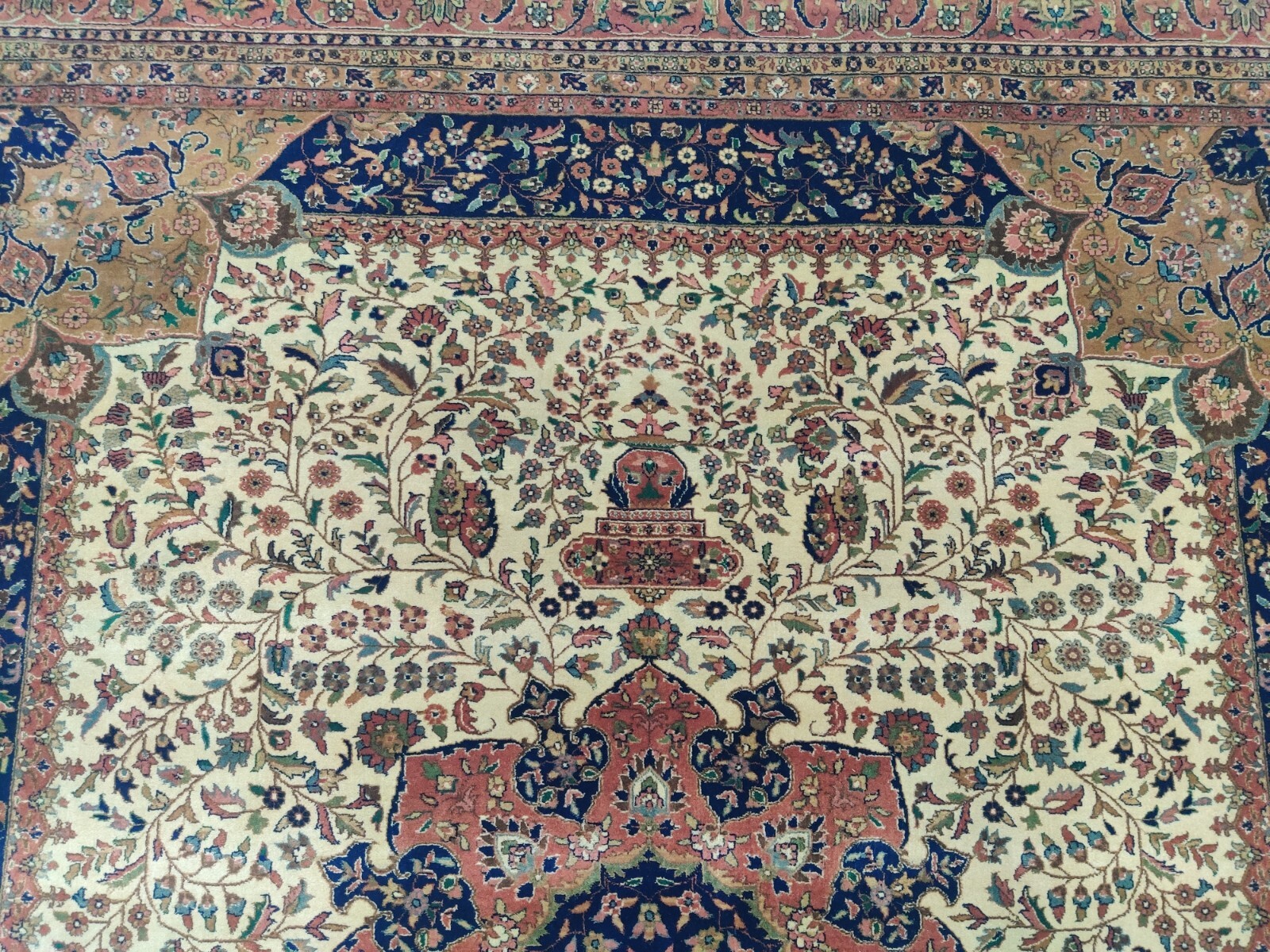 250×300 cm Wool Traditional Handmade Area Rugs Medallion Beige Rust Knotted Rugs