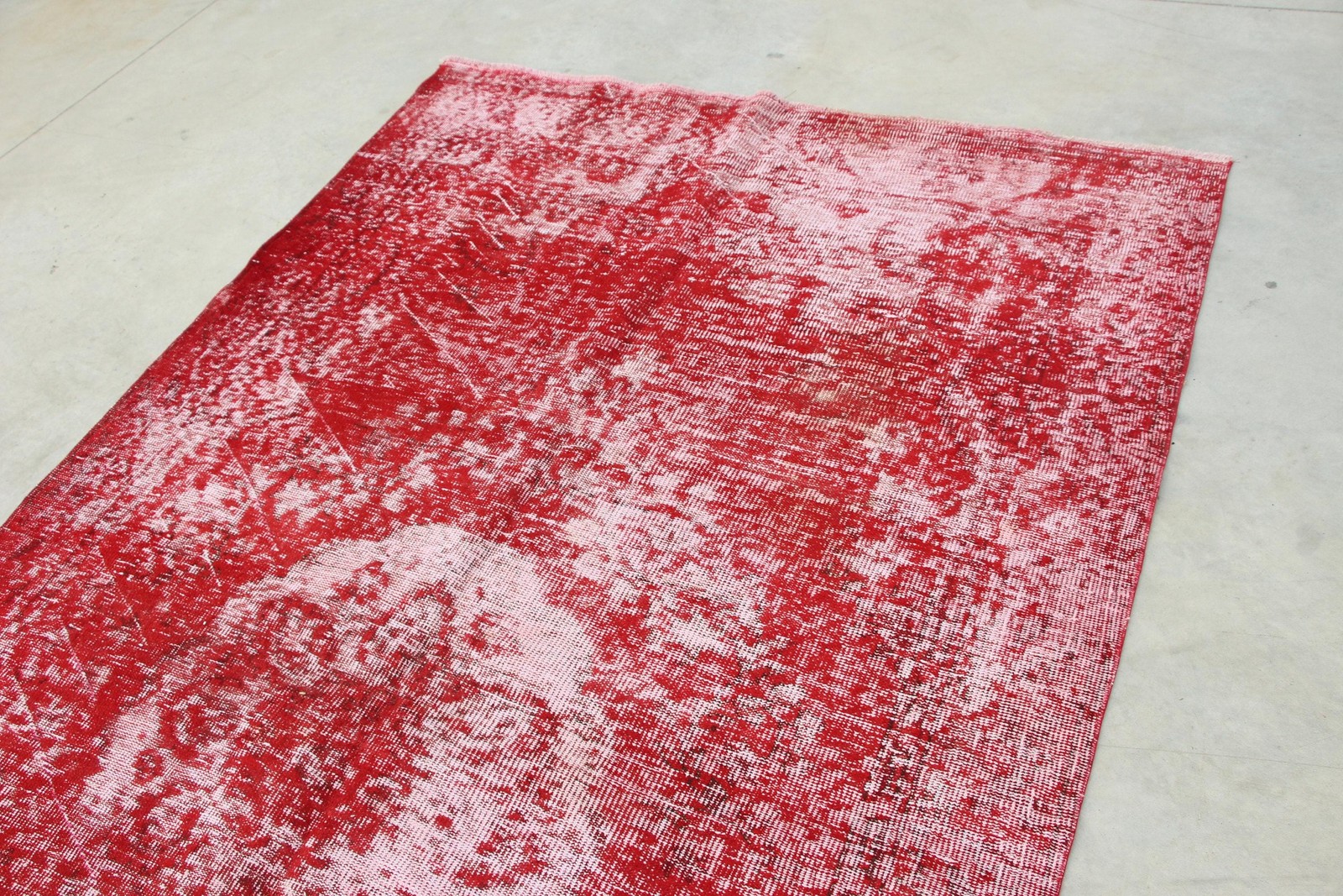 Vintage Large Rug 5,8×9,6 ft (177×294 cm), Turkish Red Floral Wool Rug