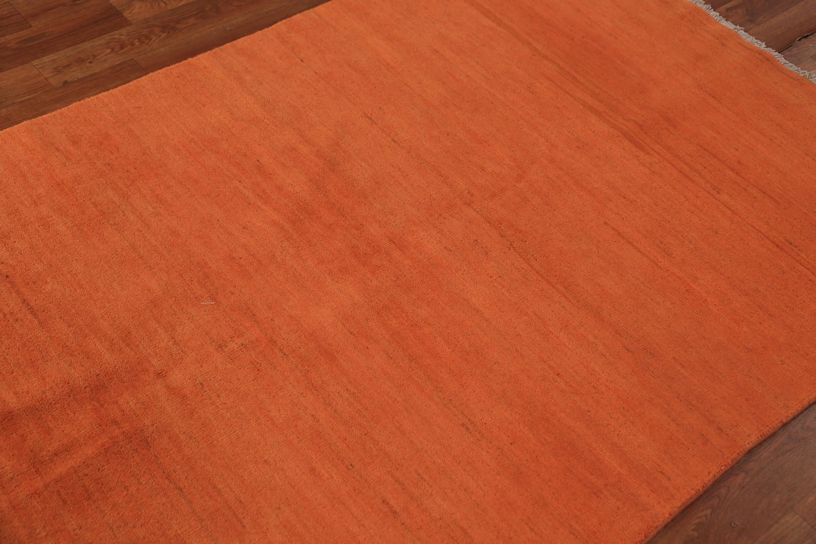 Orange Wool Handmade Modern Rug 4×6 Solid Contemporary Oriental Carpet