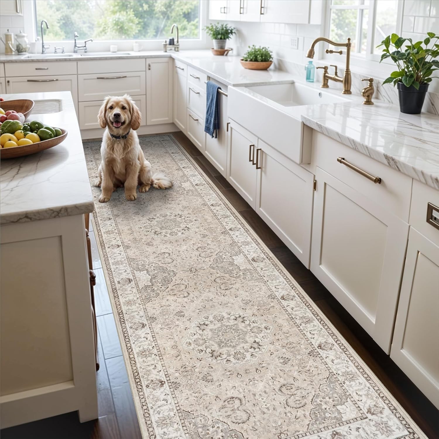 Beige Non-Slip Runner Rug – 2×10 Soft Vintage Indoor Mat for All Spaces