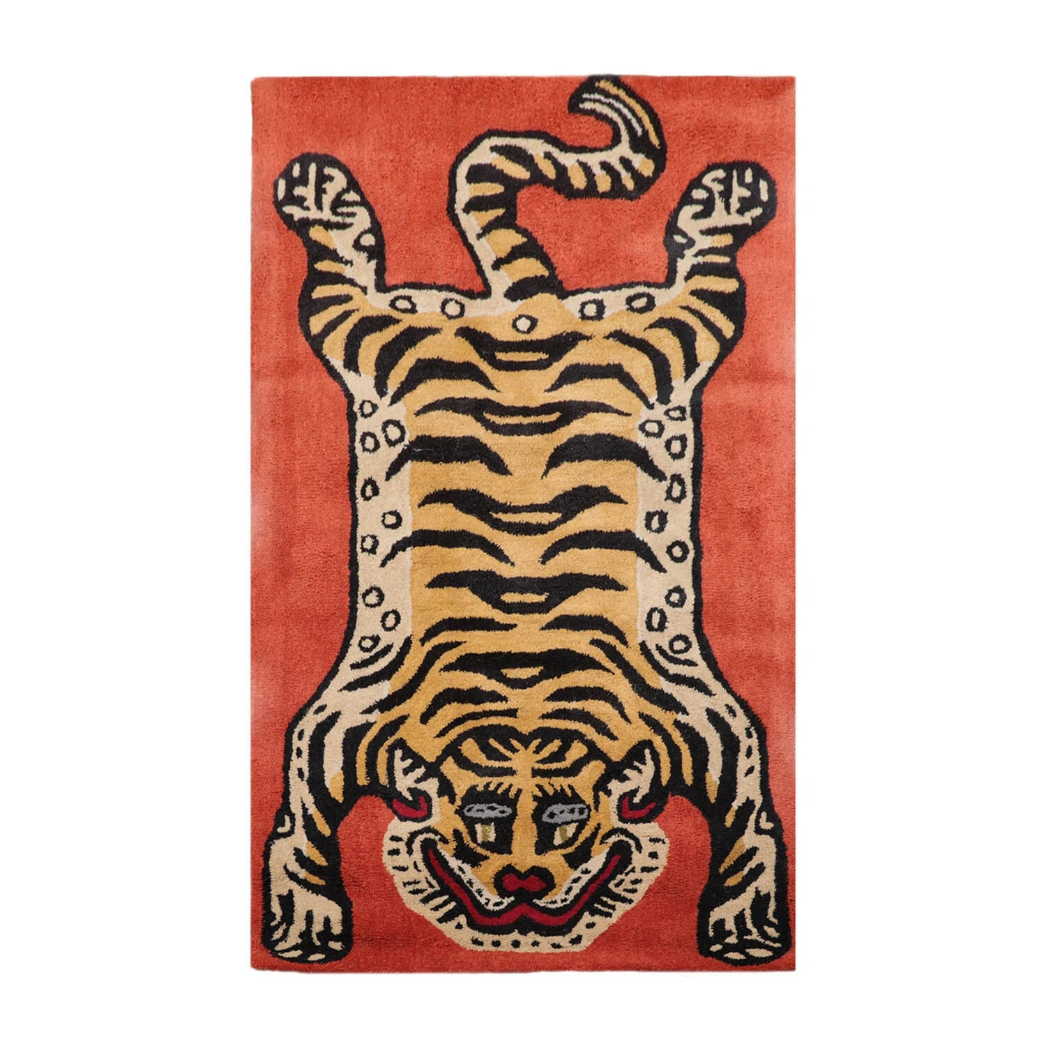 Tiger Handmade 100% Wool Novelty/Animal Oriental Area Rug Terracotta 6′ x 9′ Rug