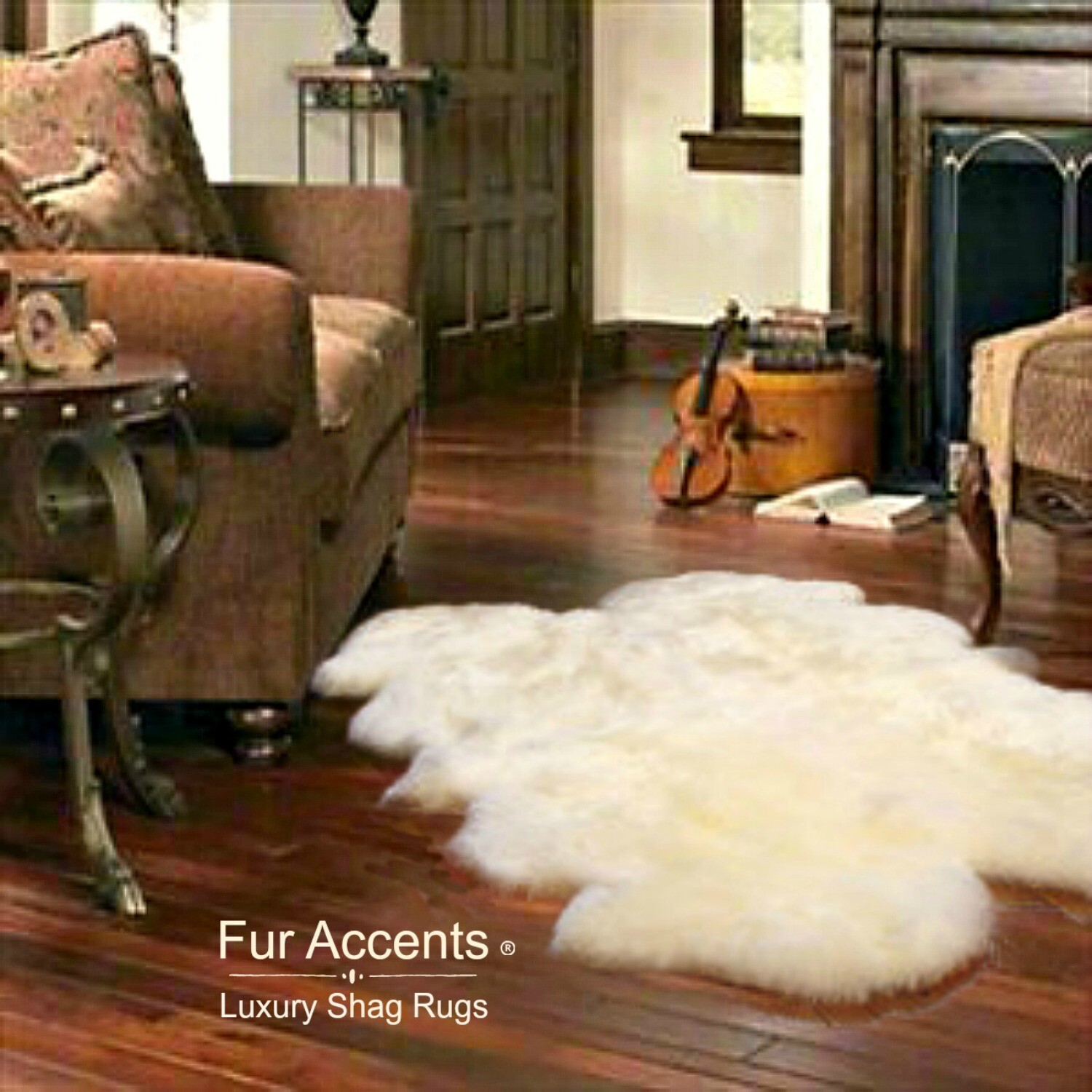 Shag Faux Fur Area Rug, Quatro, Thick, Faux Flokati Sheepskin Pelt, Fleece, USA