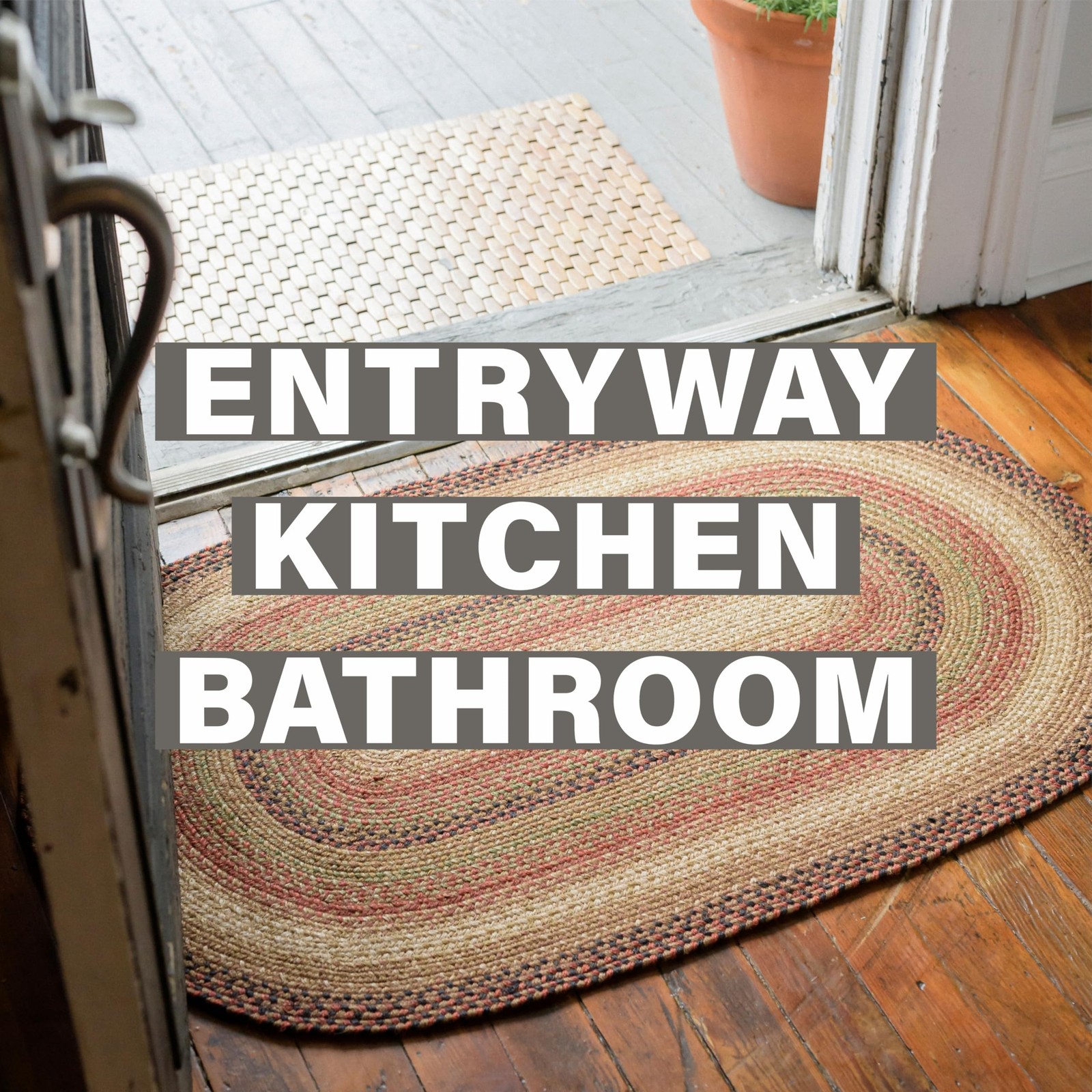 Jute Braided Rug, 20×30 Rectangle – Country Decor for Kitchen, Entryway