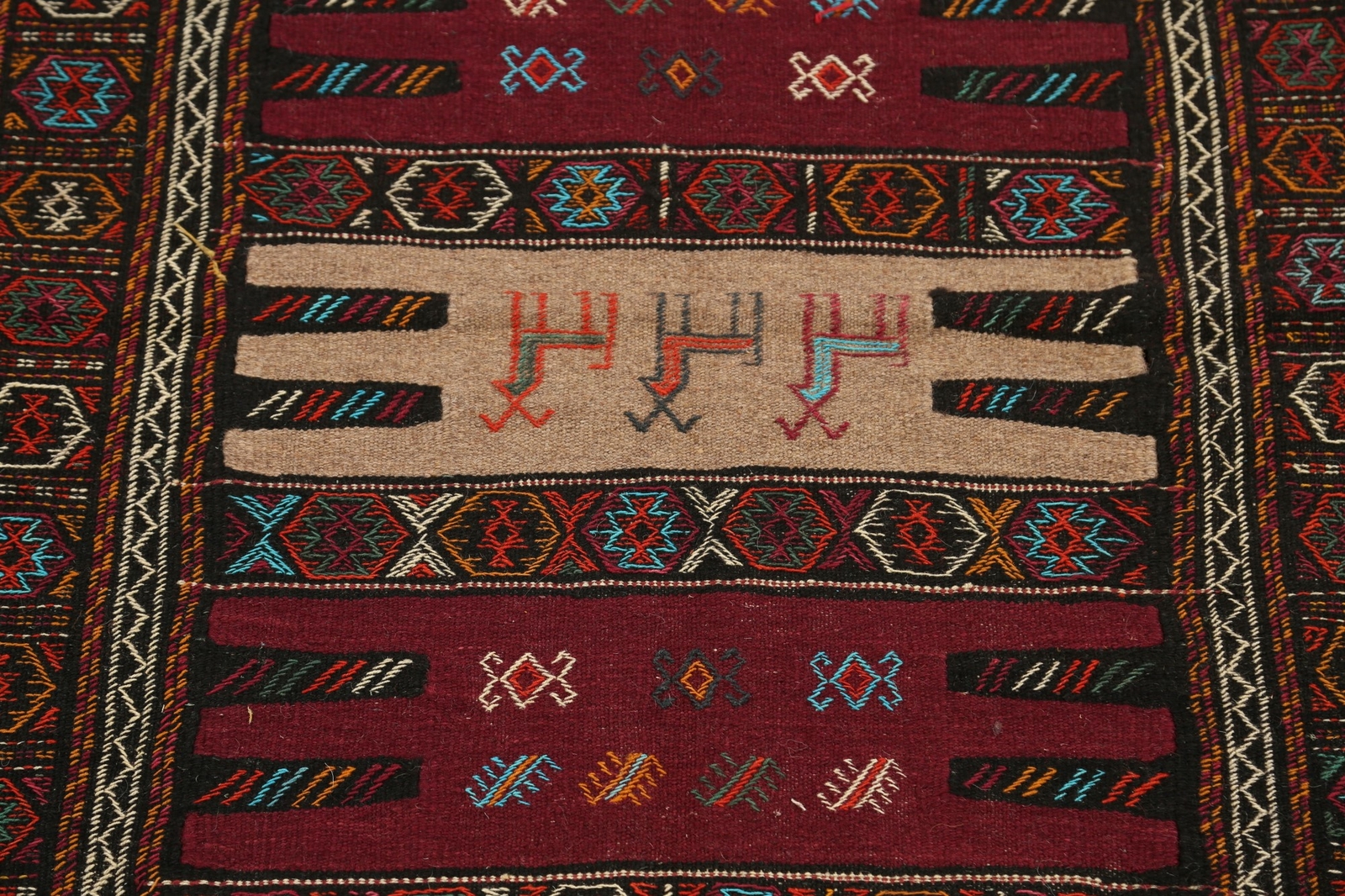 Geometric Traditional Sumak Kilim Area Rug Nomad Oriental Hand-woven Carpet 3×6