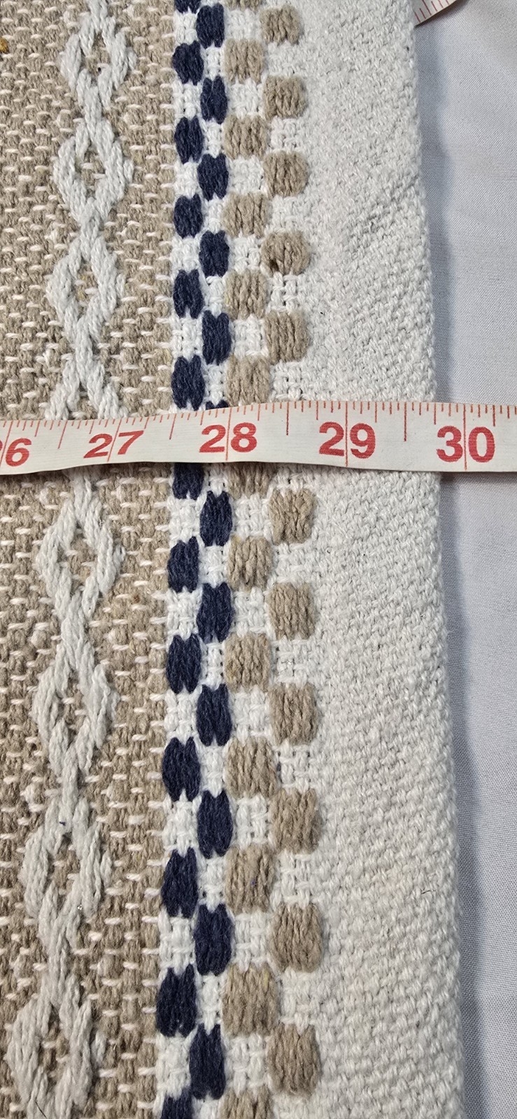 2 NEW True Living Woven Scatter Rug Blue/ Green/ Off White – about 18 ”x28”