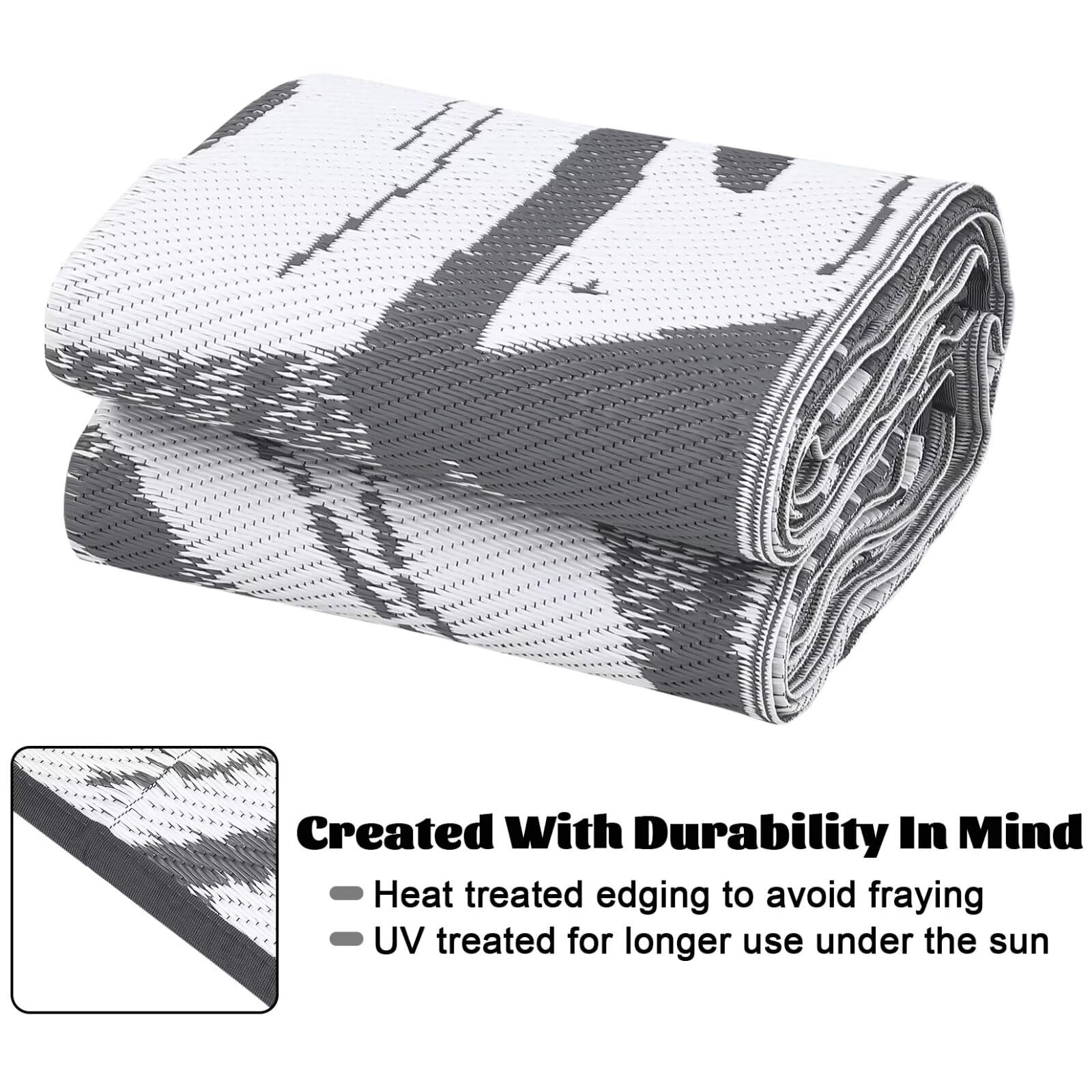 Outdoor Rug Plastic Straw Waterproof Patio Reversible Mat Leaf Outside Carpet
