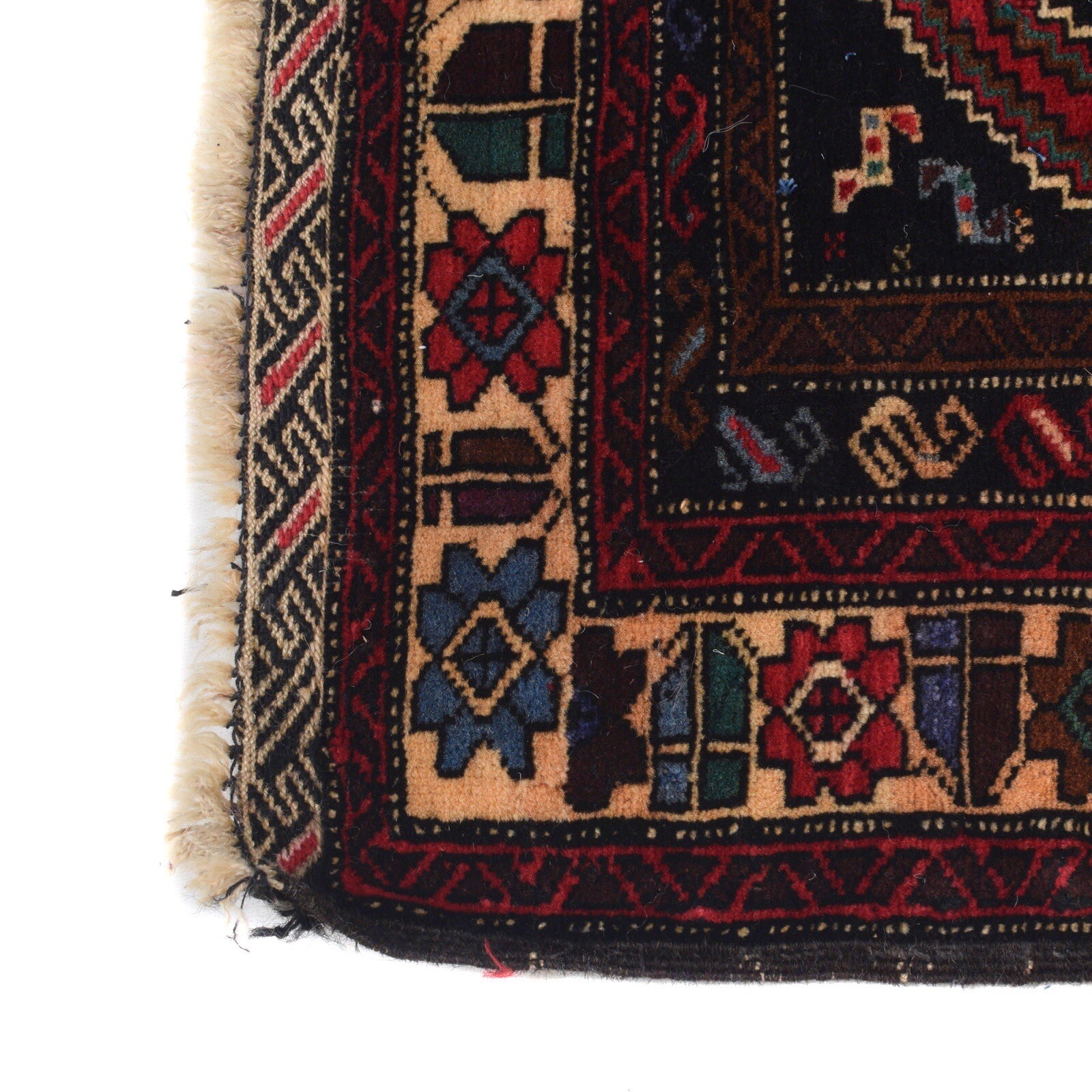 Vintage Balouchi Hand-Knotted Carpet | 3’1″ x 4’4″ Traditional Wool Rug