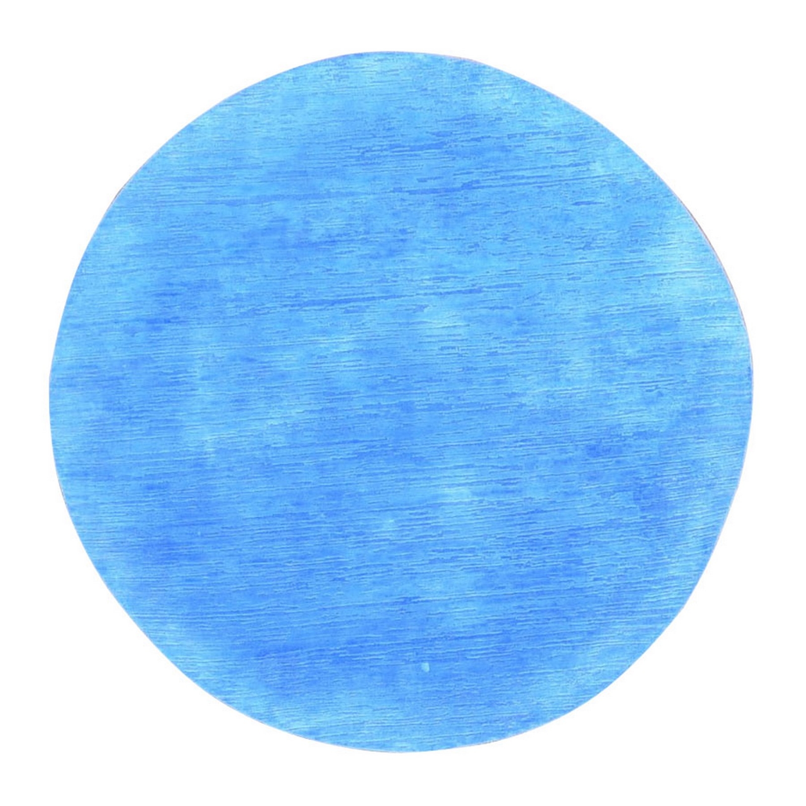 6’1″x6’1″ Blue Overdyed Stripe Design Wool Hand Knotted Round Rug R80523