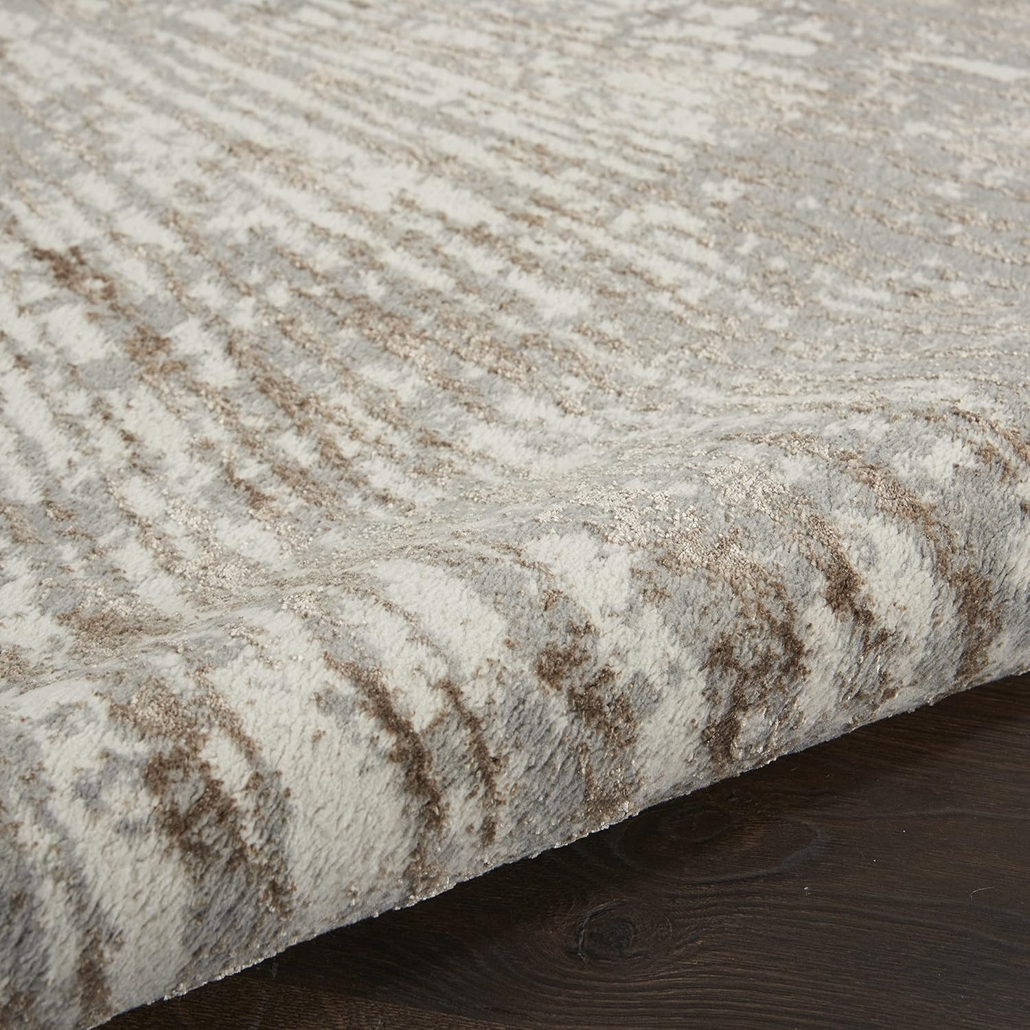 Inspire Me! Metallic Grey Mocha 6′ x 9′ Area Rug – Easy Clean & Non-Shedding
