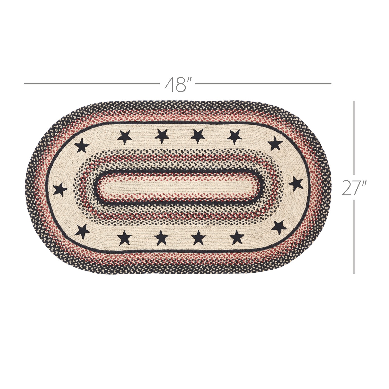 Accent Rug Colonial Star Jute Country 27×48 Oval No Slip Floor Mat VHC Brands
