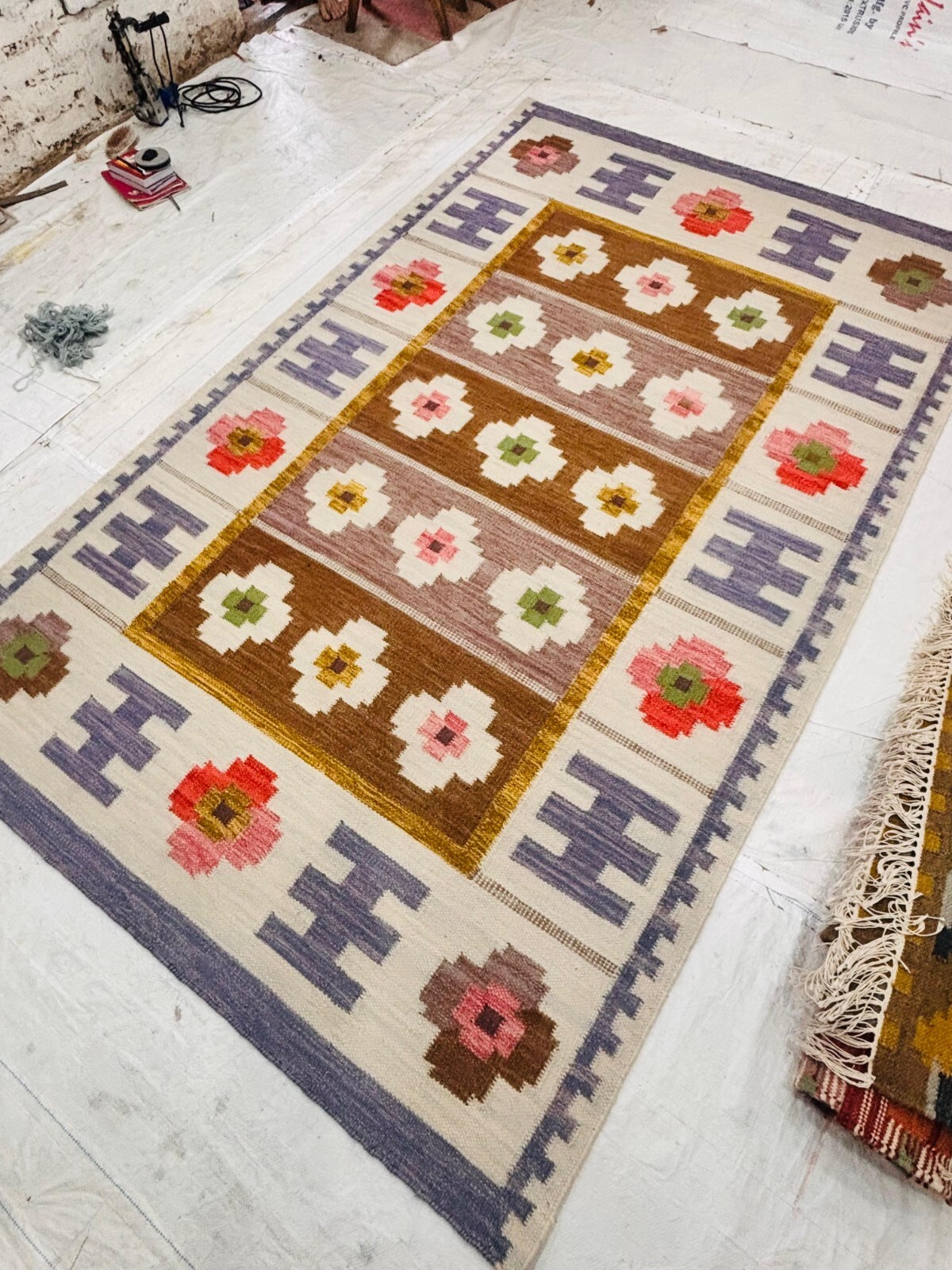 Vintage Hand Woven Carpet 5×8 feet Traditional Wool Kilim Rug 5×8 4×6 7×10 feet