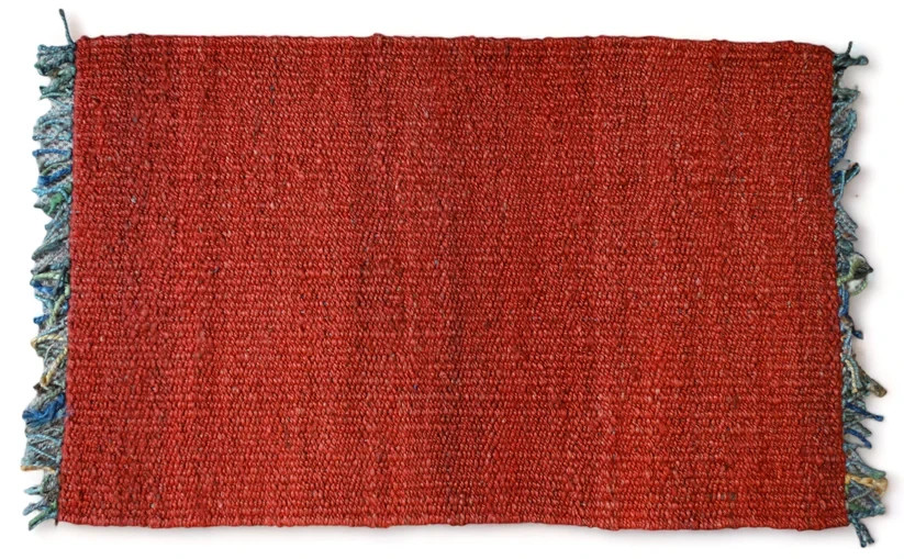 Hand Woven Jute Natural Red Rug Home Decor Carpet Boho Rug Modern Area Rug Mat