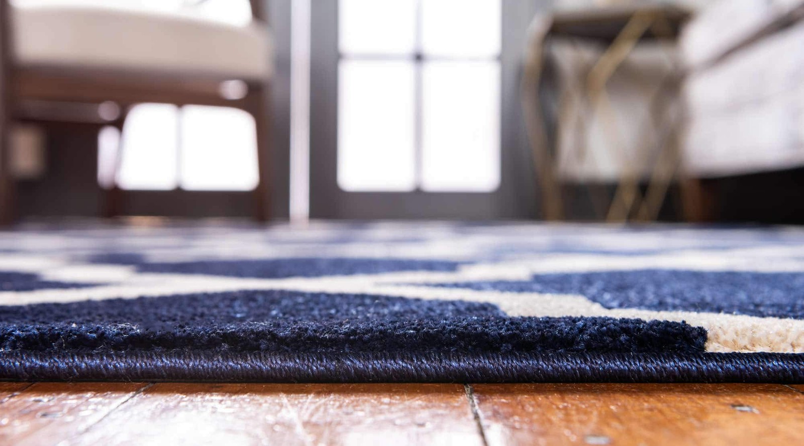 Unique Loom Trellis Collection Area 5’3″ x 8′ (Rectangular), Navy Blue/Beige