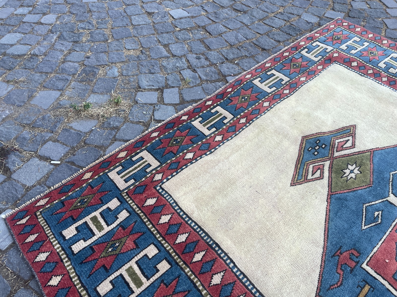 Bohemian Area Rug Handmade Wool Rug Turkish Vintage Traditional Rug 6,3 x 6,1 ft