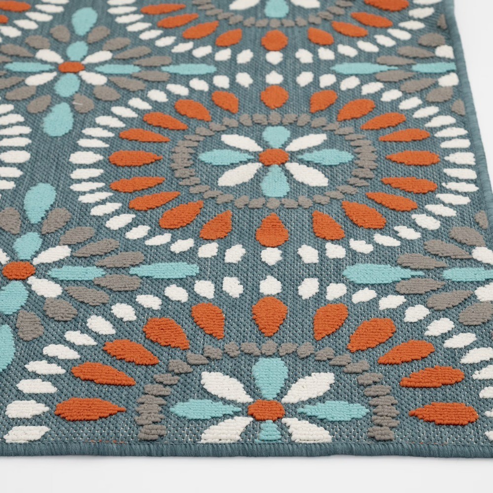5 ft x 7 ft Polypropylene Outdoor Area Rug, Multi Medallion