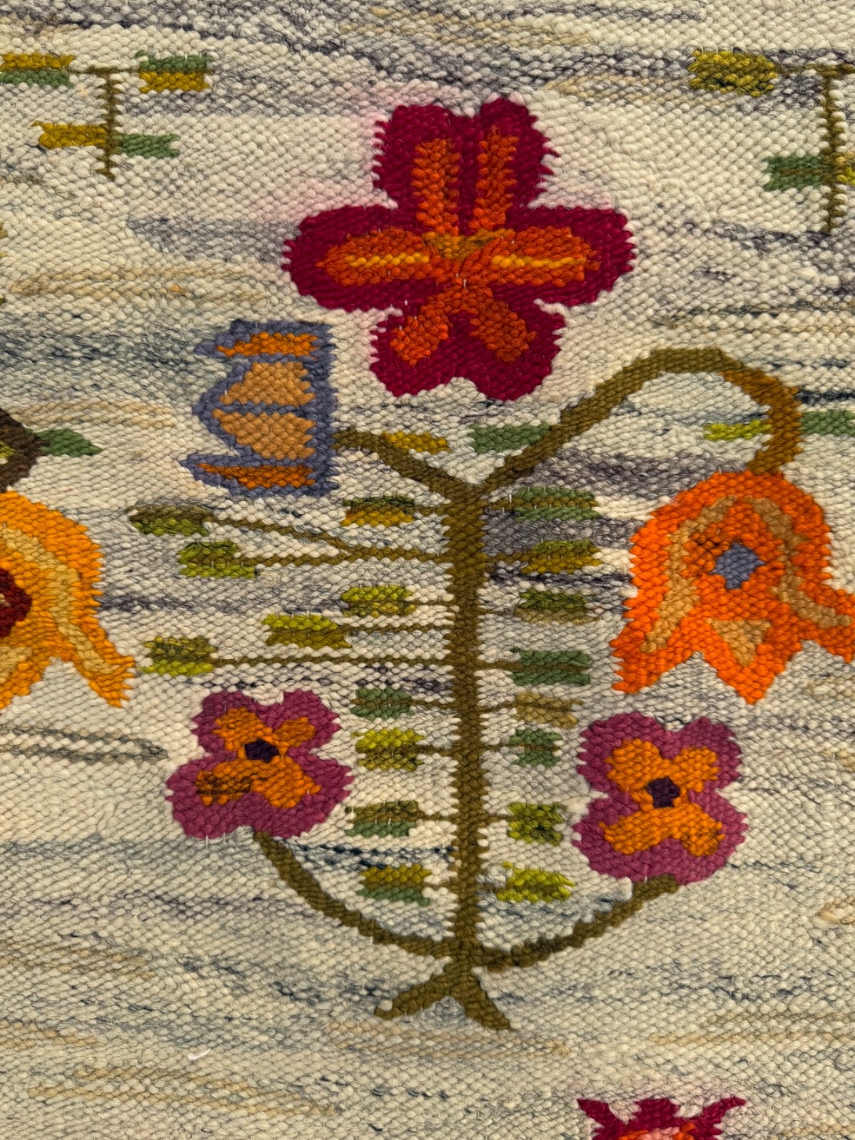 Vintage Hand Woven European Polandi Wool Weaving Tapestry Kilim Rug 5’2″x3’1″ Ft