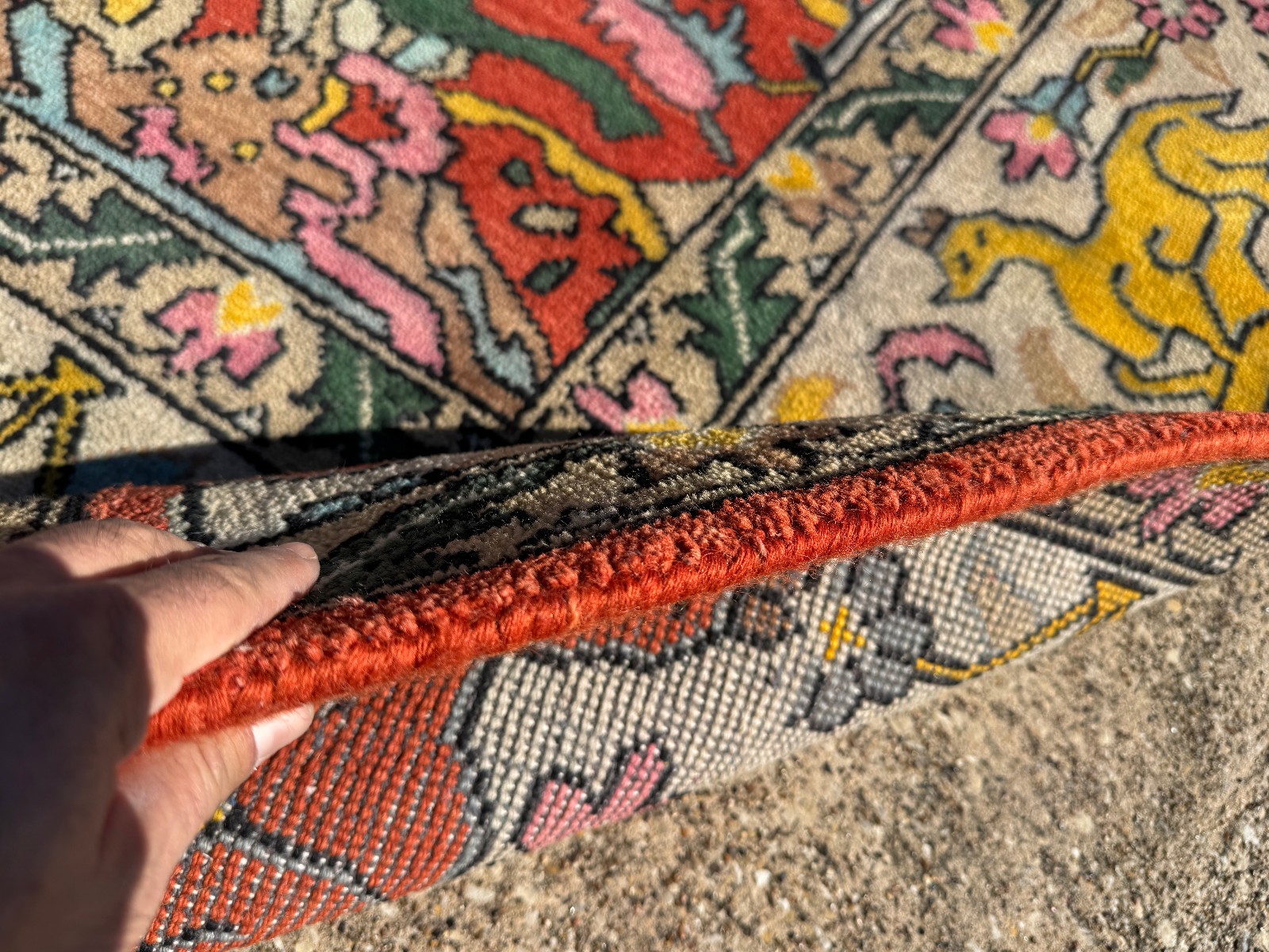 9×12 HANDMADE ORIENTAL RUG WOOL FIRE CORAL RED ORANGE hand-woven oushak new soft