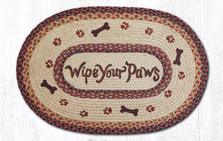 Wipe Your Paws Oval Rug 20″ x 30″, Dog Lover, Earth Rugs, Bone, Paw Prints