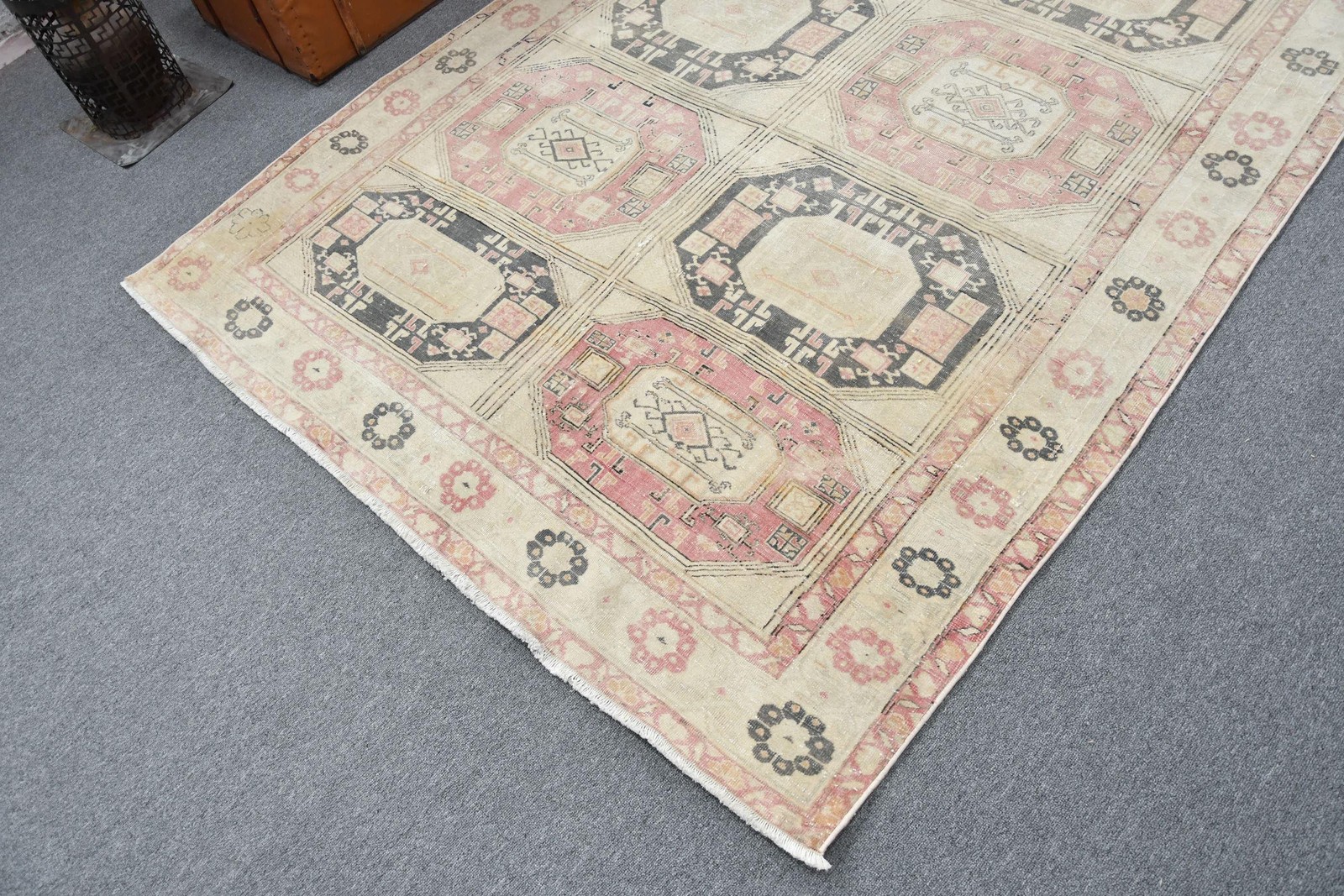 5,1×6,8 ft Rug, Turkish Vintage Rug, Red Wool Rug
