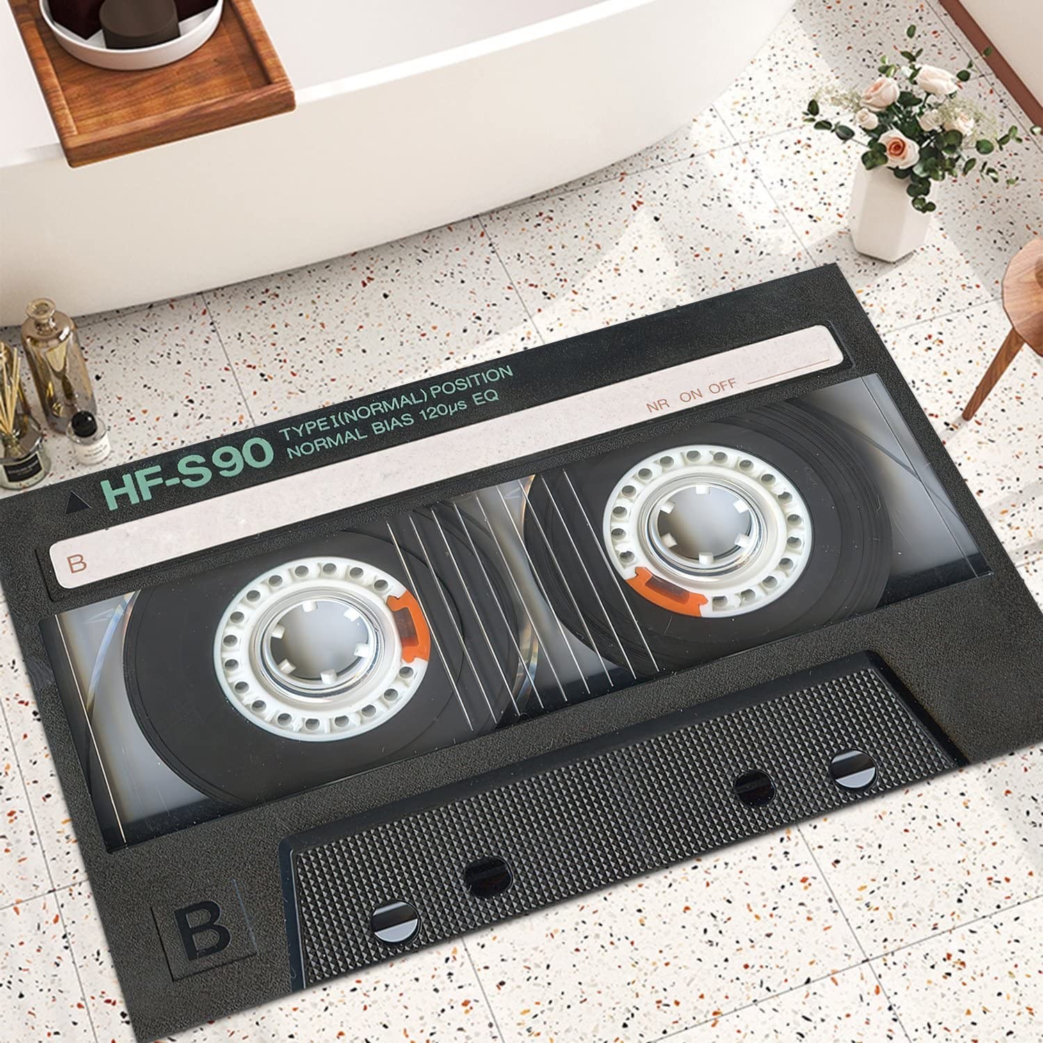 Music Record Black Area Rug Runner 23.6×35.4 Inch NonSlip Bedroom Carpet