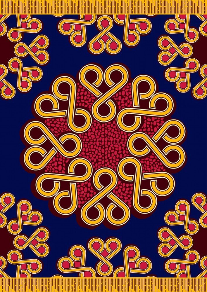Red Navy Blue Yellow Knot Pattern Large Area Rug Vintage Traditional Design Rugs