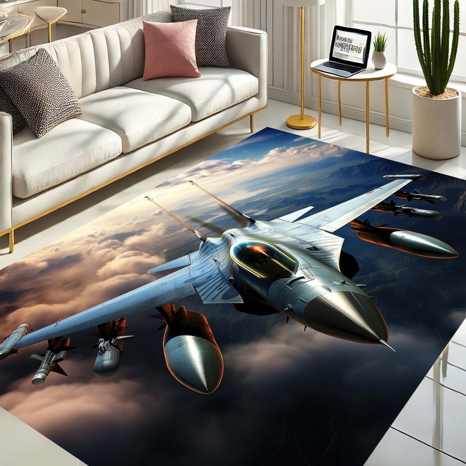 Fighter Jet Rug, Warplane Carpet, Boys Room Decor, Aviation Gift, Airplane Area